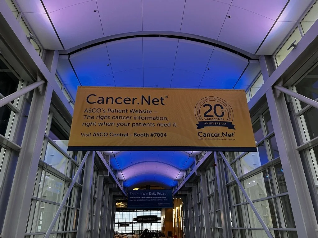 Cancer.net banner over skywalk