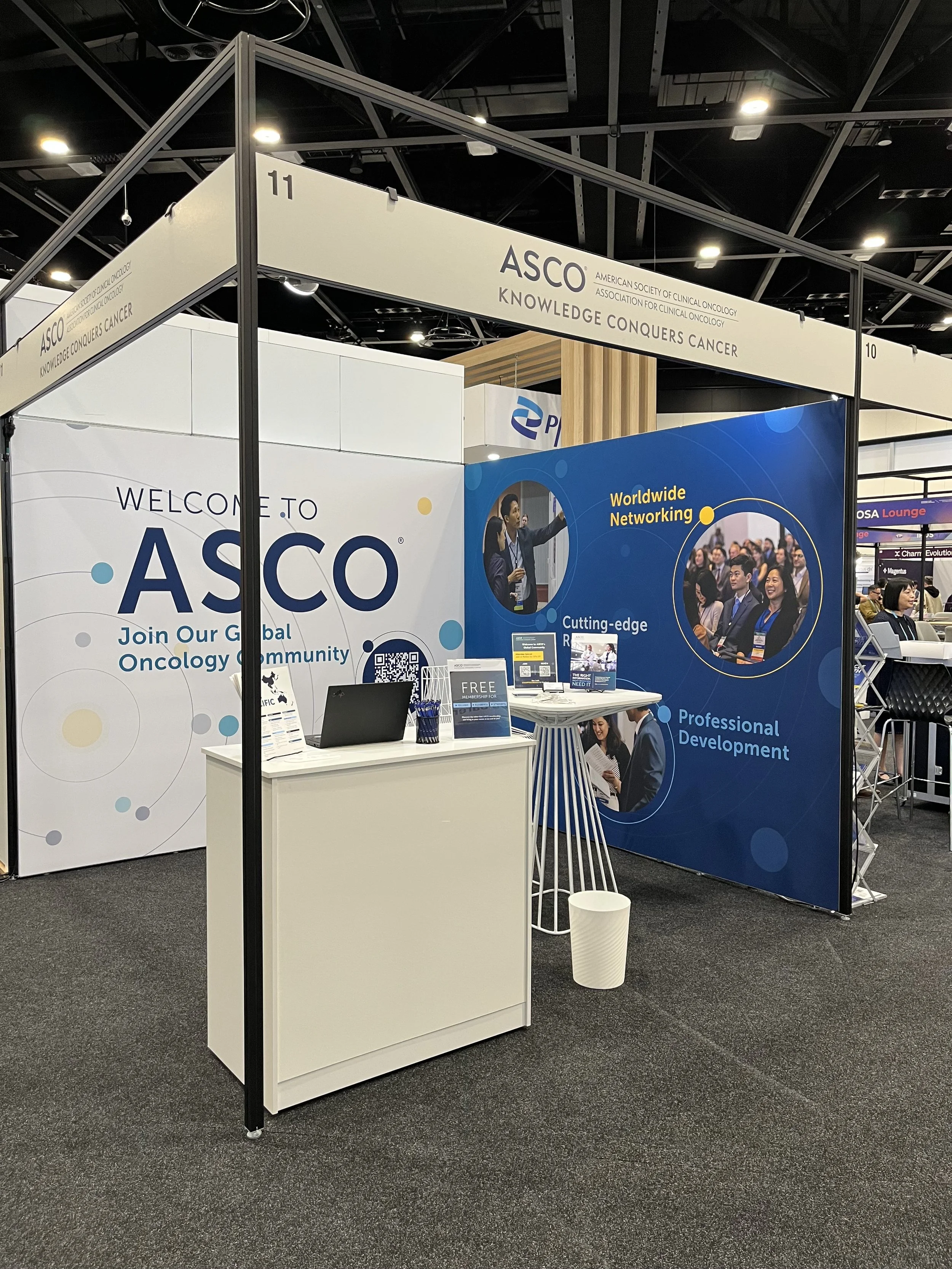 Exhibit booth at a conference.