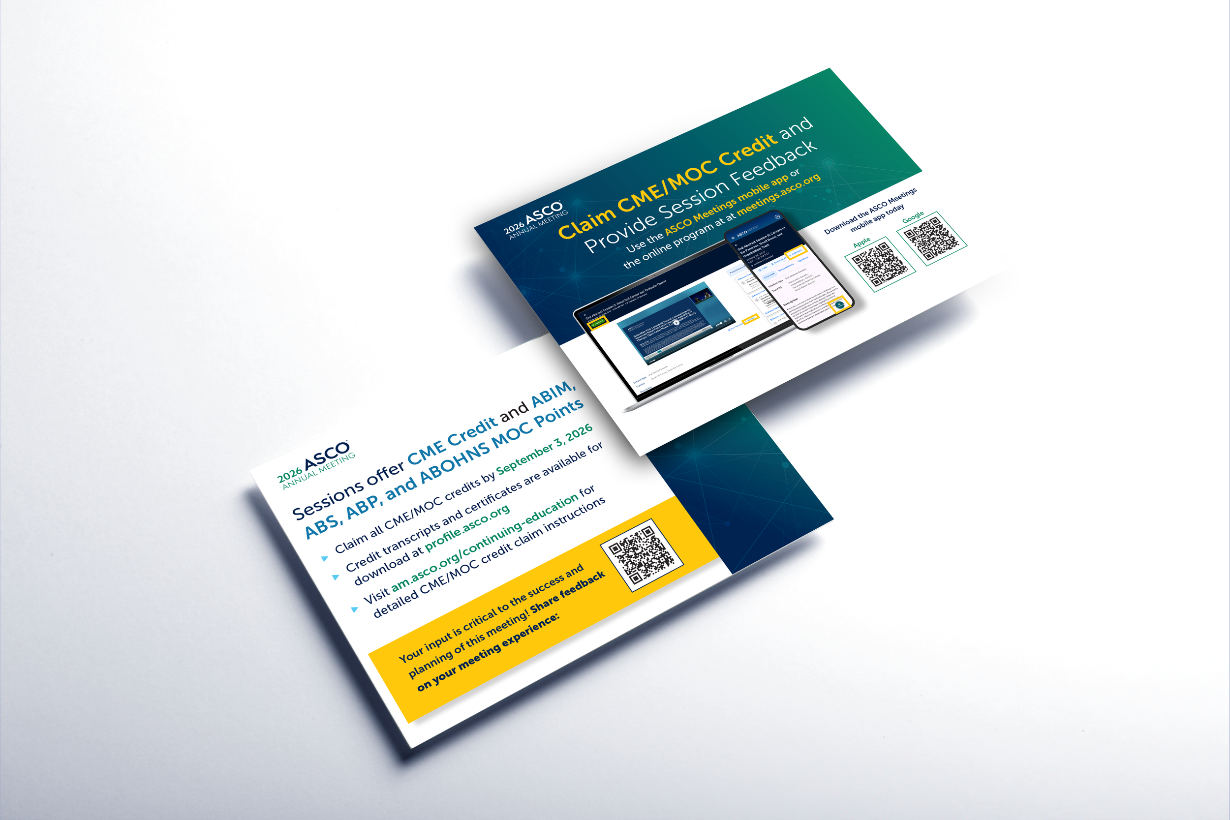 Postcard sized promotion to claim additional credits while attending the annual meeting.