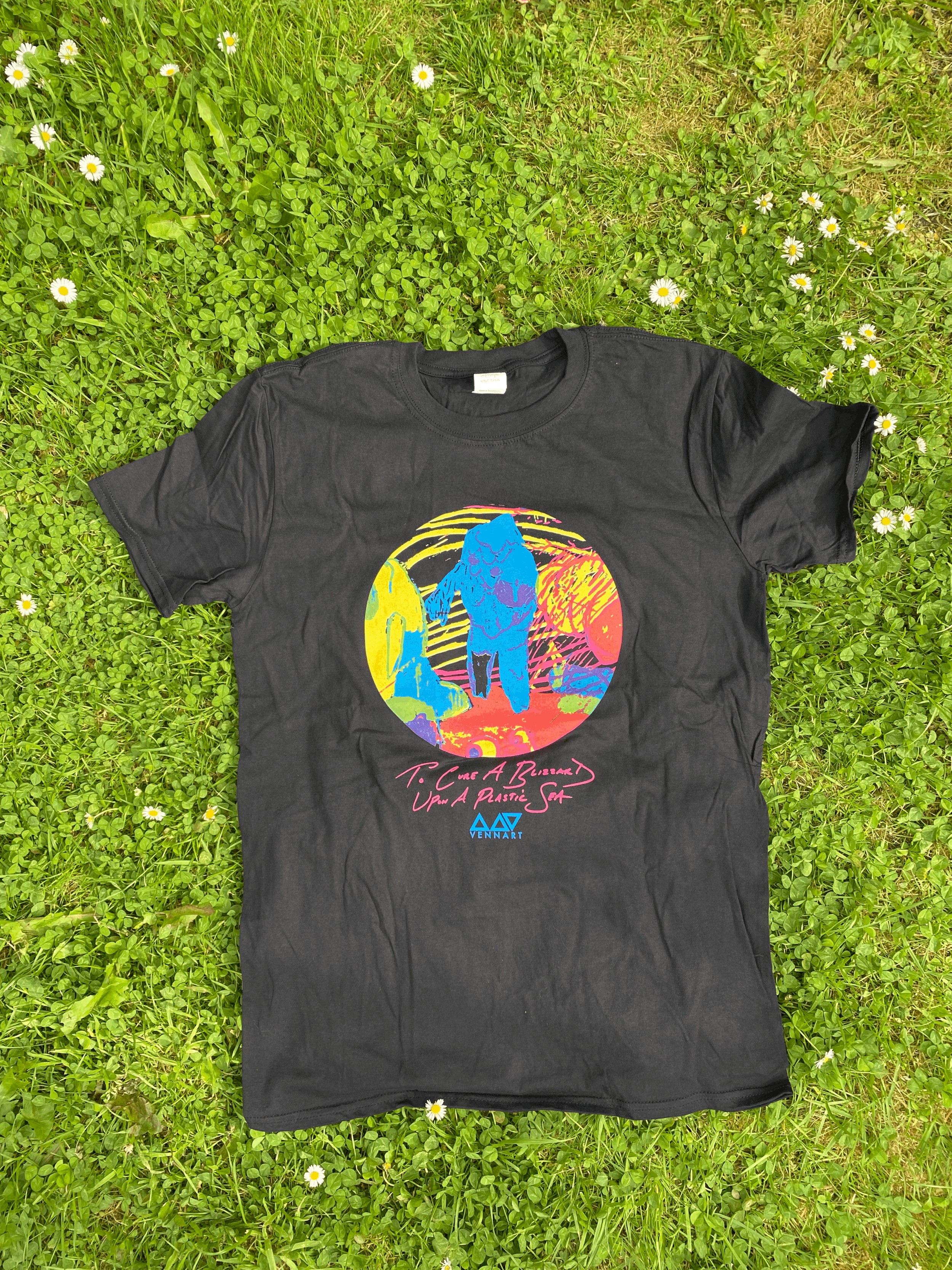 To Cure a blizzard upon a plastic sea - album artwork. Black t-shirt