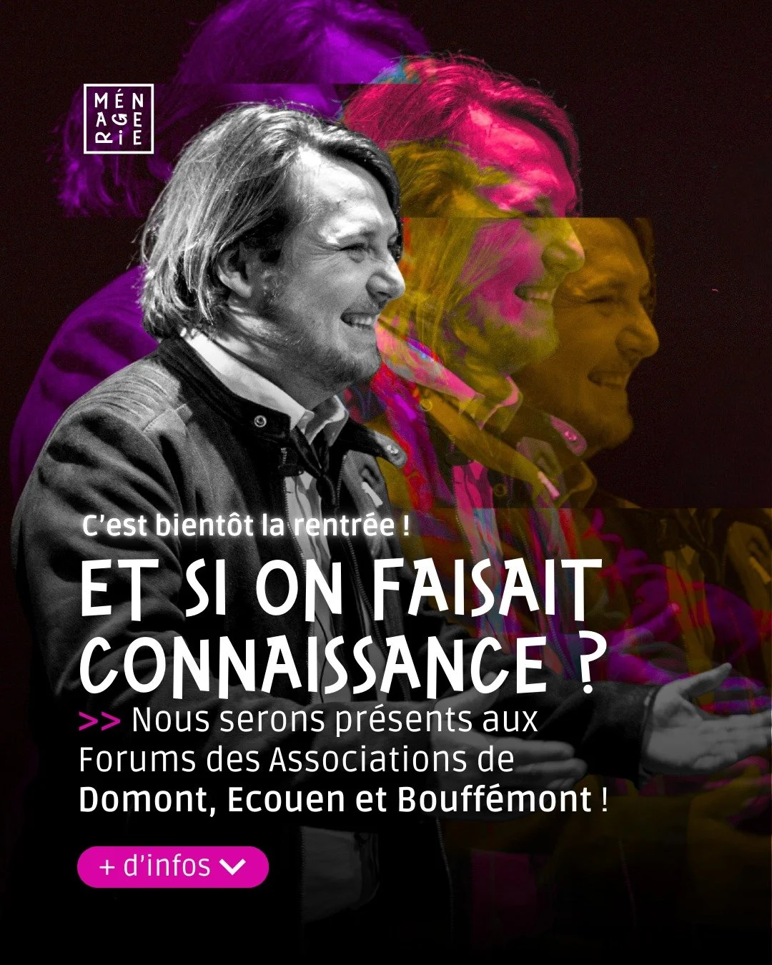 Venez nous rencontrer et faire notre connaissance tout en vous renseignant sur les ateliers dispensés par La Ménagerie de l'Improbable pour cette rentrée 2025/2026 ! 🎭
Rendez-vous ce week-end :
✨ Forum des Associations de Domo