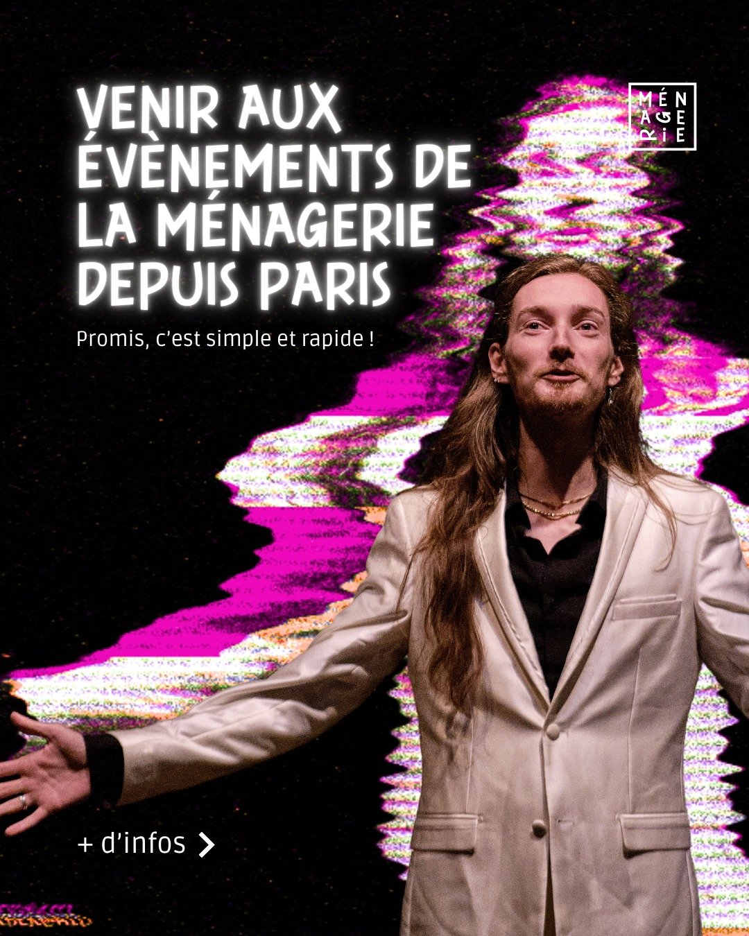 Petit guide &agrave; l'usage de nos amis parisiens qui souhaiteraient venir d&eacute;couvrir les &eacute;v&egrave;nements de la M&eacute;nagerie (comme Scroll Empire ce vendredi) ! 👀

👉 C'est simple et rapide :
&bull; 20 &agrave; 25 minutes depuis 