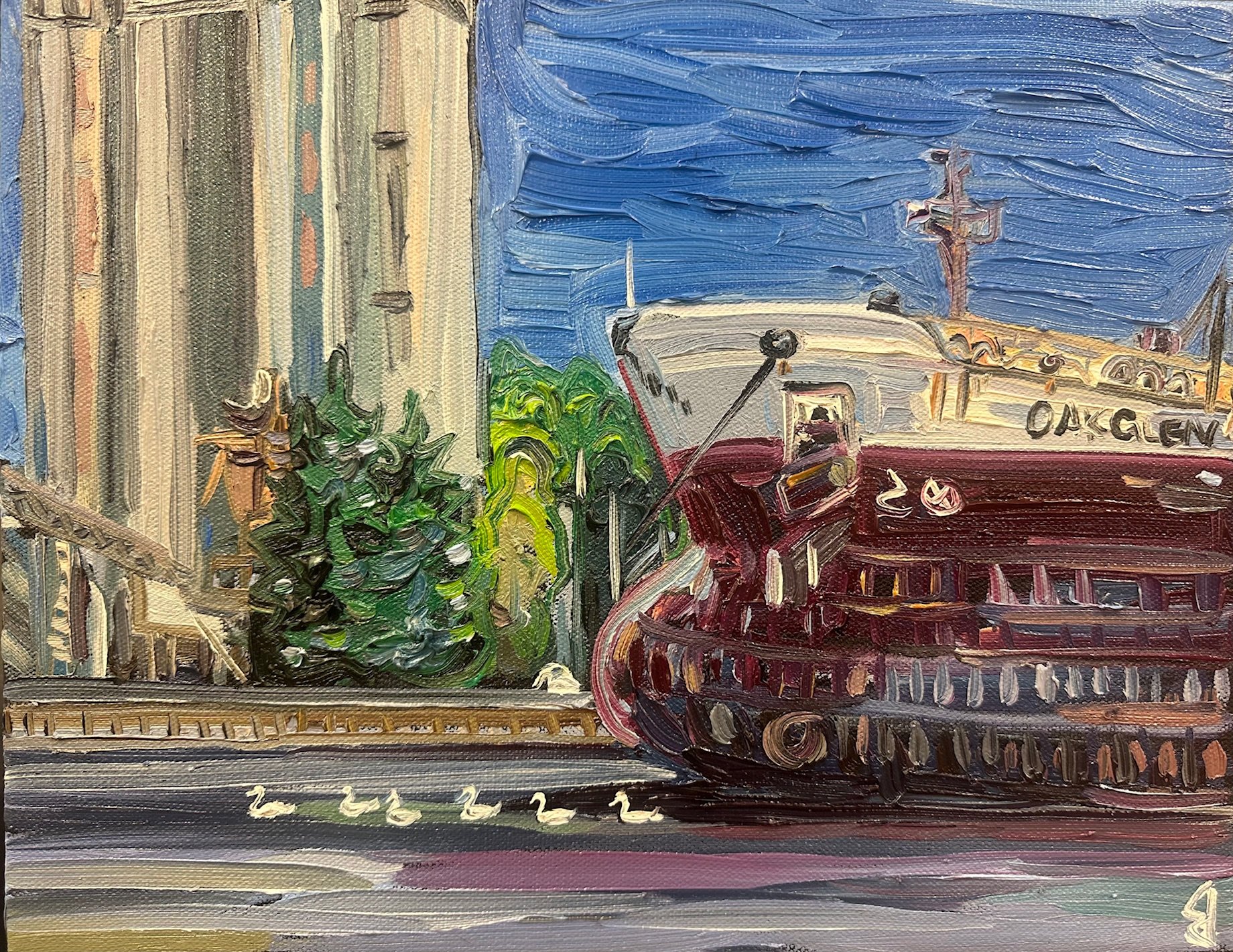 Swans in the Owen Sound Harbour by The Oakglen
11x14 Inch Oil on Canvas