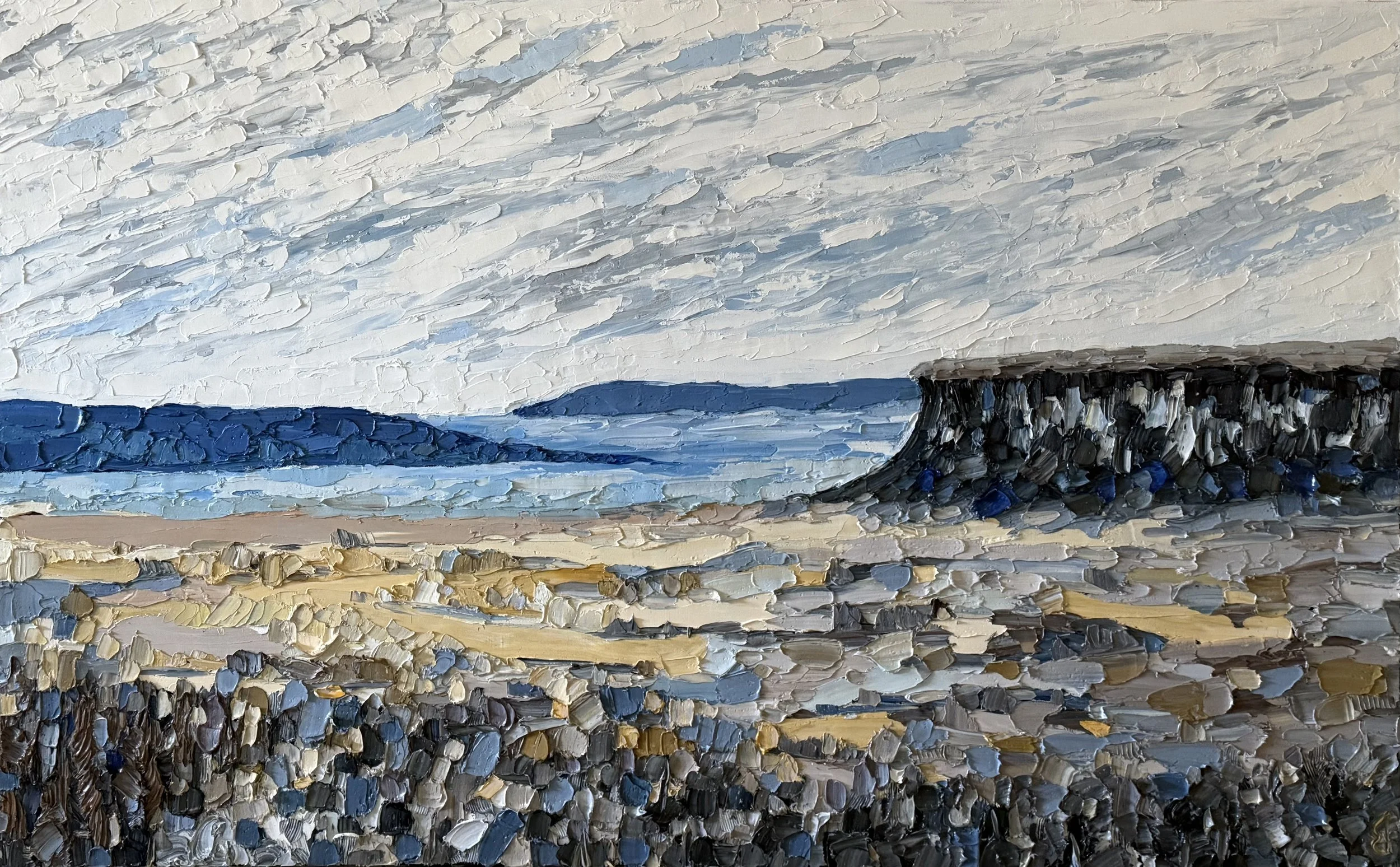 Jones Bluff Overlooking Hay and White Cloud Island 30x48 Inch Oil