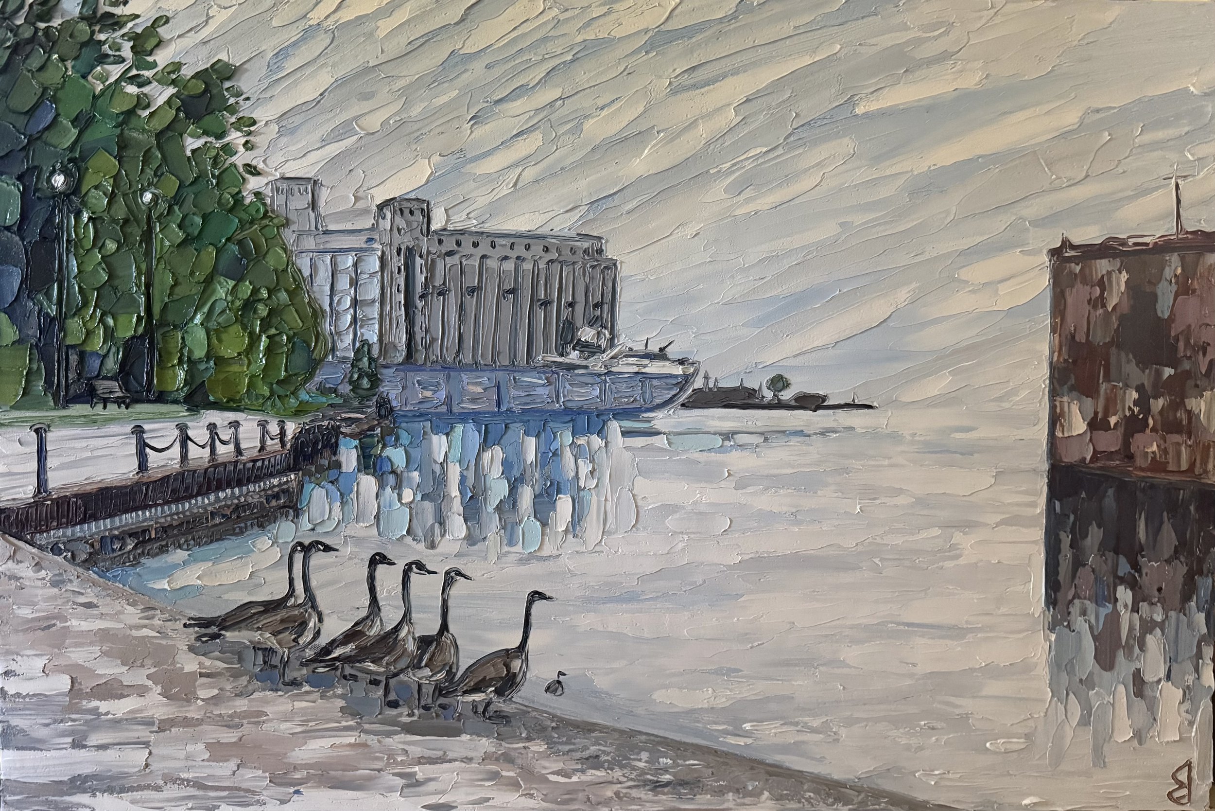 Owen Sound Harbour, In Action
24 x 26 Inch Oil on Canvas