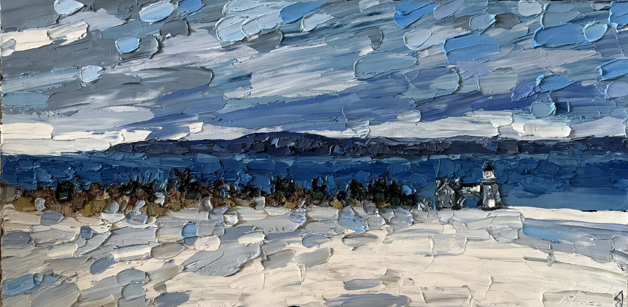 Cobble Beach in Winter
12x24 Inch Oil on Canvas