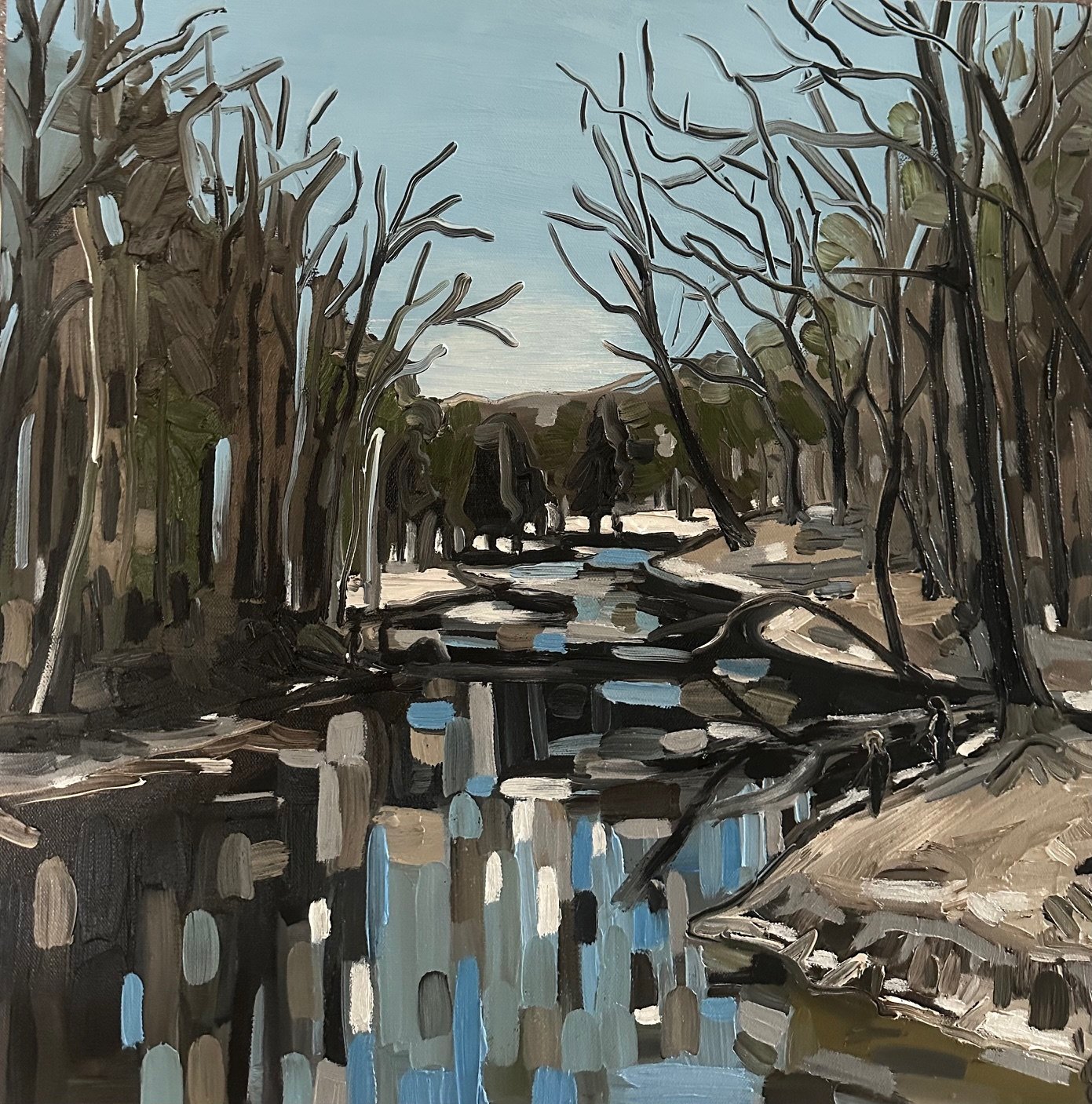 The Sydenham River Fishermen in March
20x20 Inch Oil on Canvas