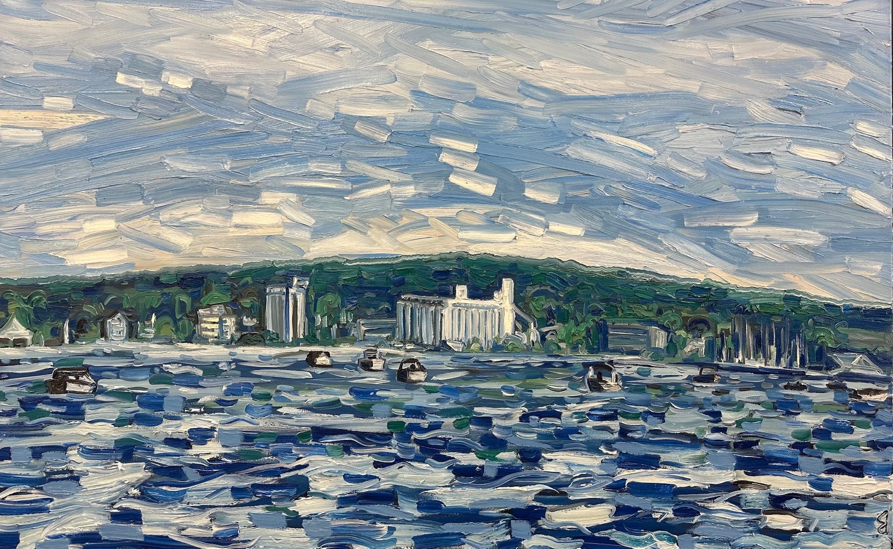 Salmon Spectacular in Owen Sound Harbour
30x48 Inch Oil on Canvas