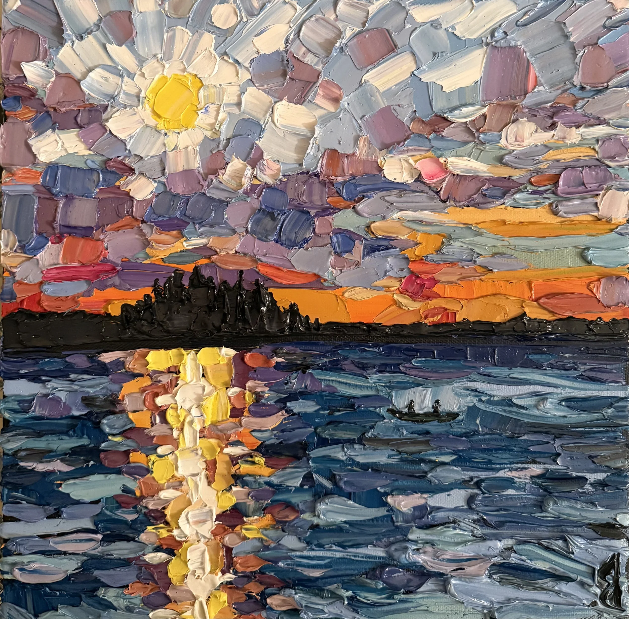 Canoeing at Sunset, Parry Island SOLD
12 x 12 Inch Oil on Canvas 