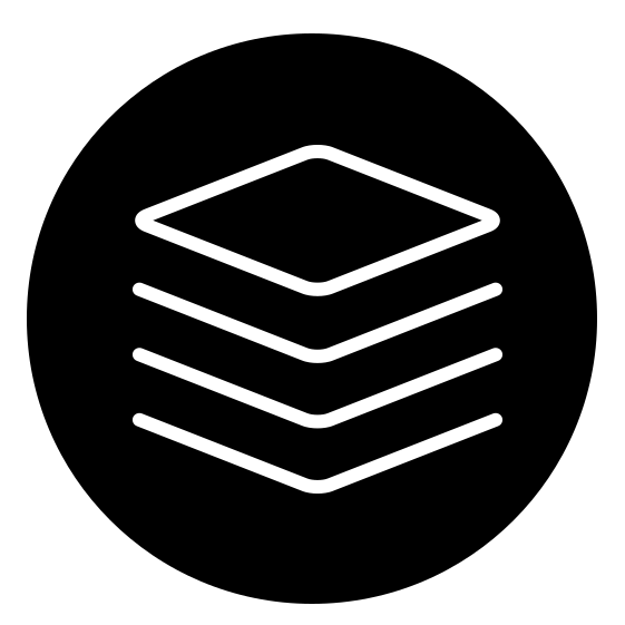 Illustration of stacks of rectangular layers on a black background