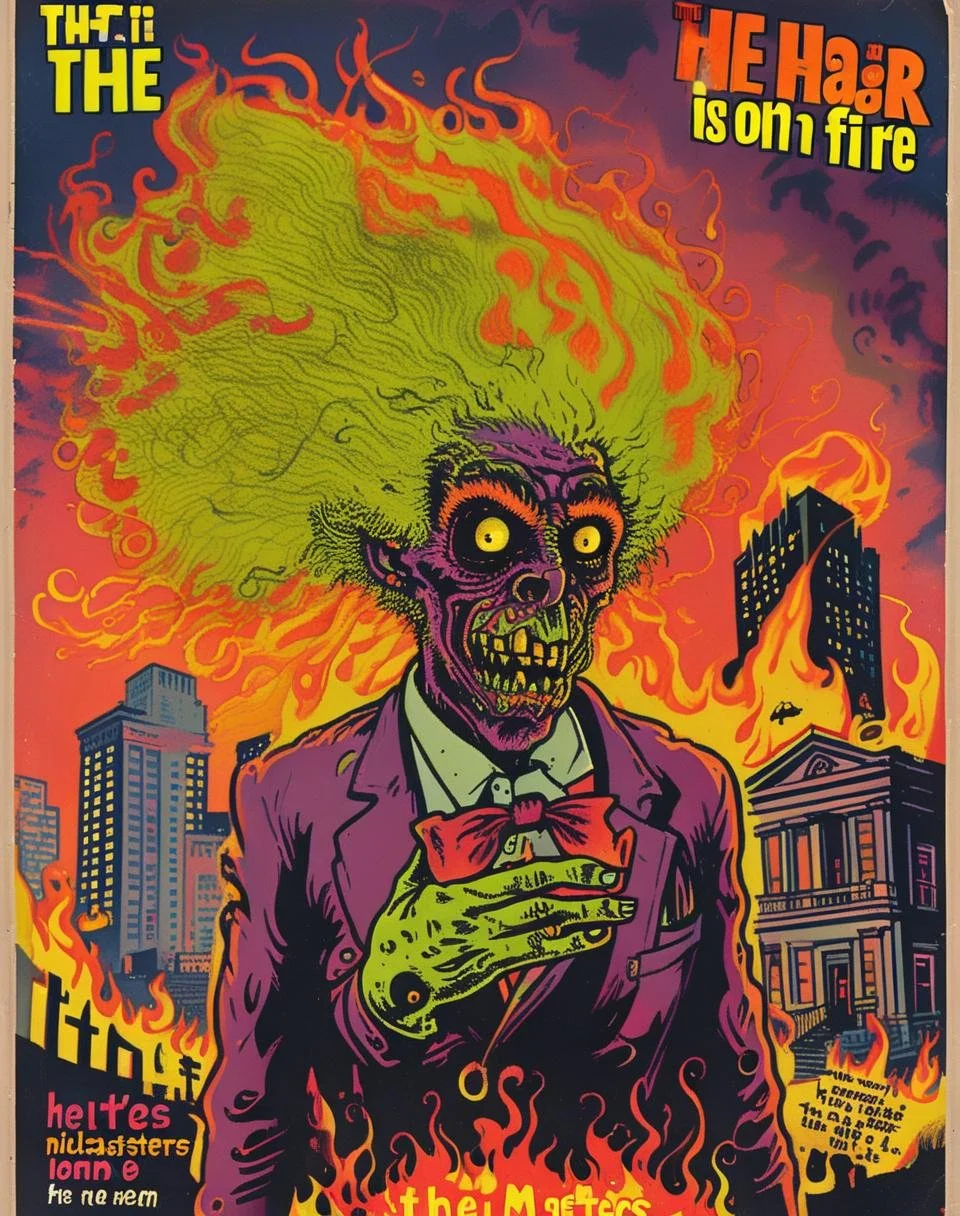 Runway 2024-08-23T13_23_43.435Z Image to Image The hair is on fire, and buildings are burning all around in the background, dumptser fires, in the style of Monsters (1).jpg