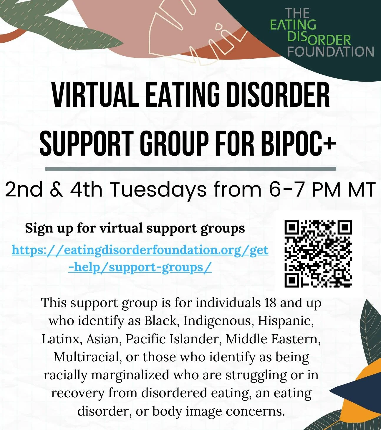 Free eating disorder support group for BIPOC+ — Rachel Shockley Therapy
