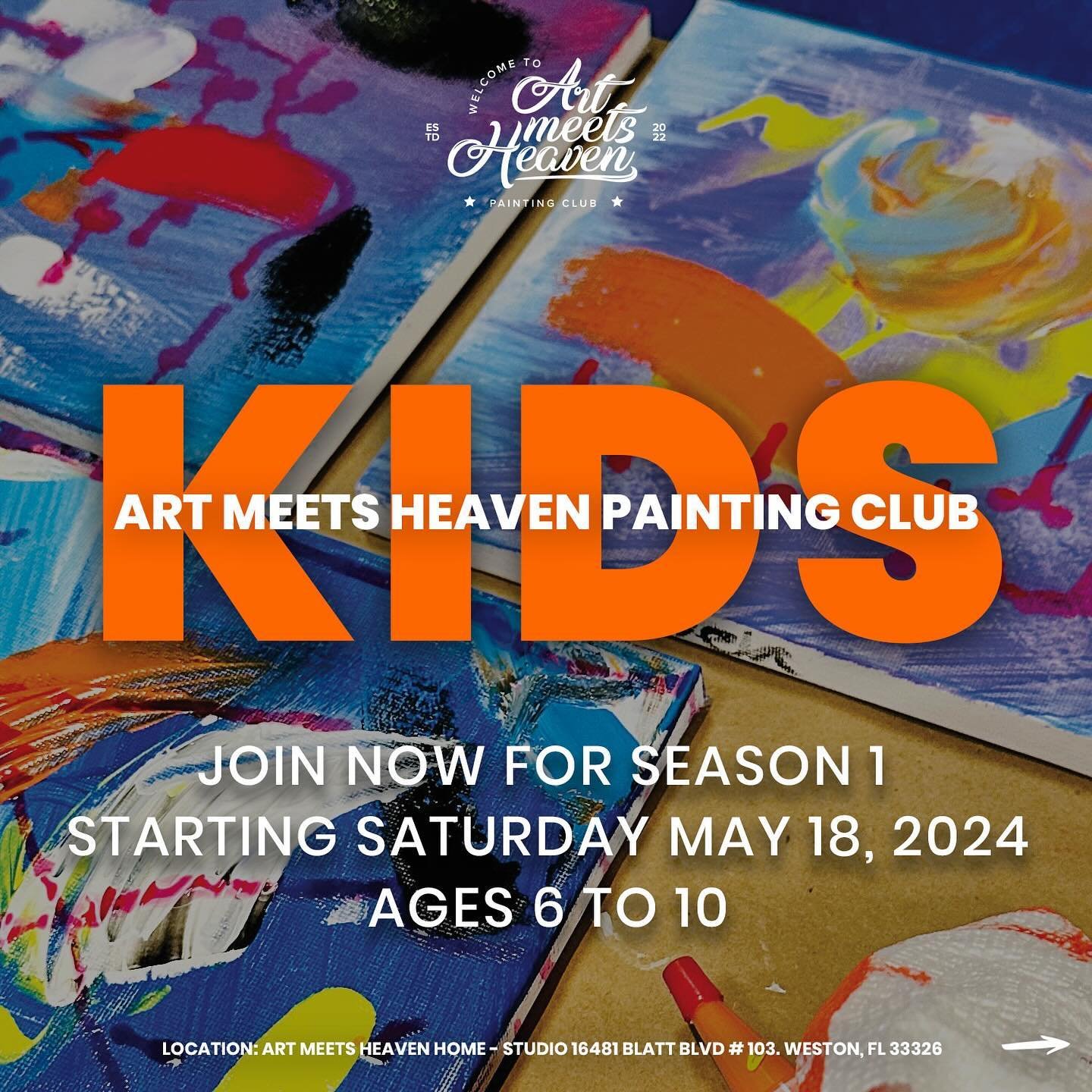 🚨Registration is now OPEN. Art Meets Heaven KIDS PAINTING CLUB 🚨
.
🚨Let your kids create freely in a set up where authenticity and spontaneity lead the creative process🚨
.
🔸Season 1 Starting May 18, 2024
🔹Time: 10:00 am - 11:30 am
🔸4 consecuti