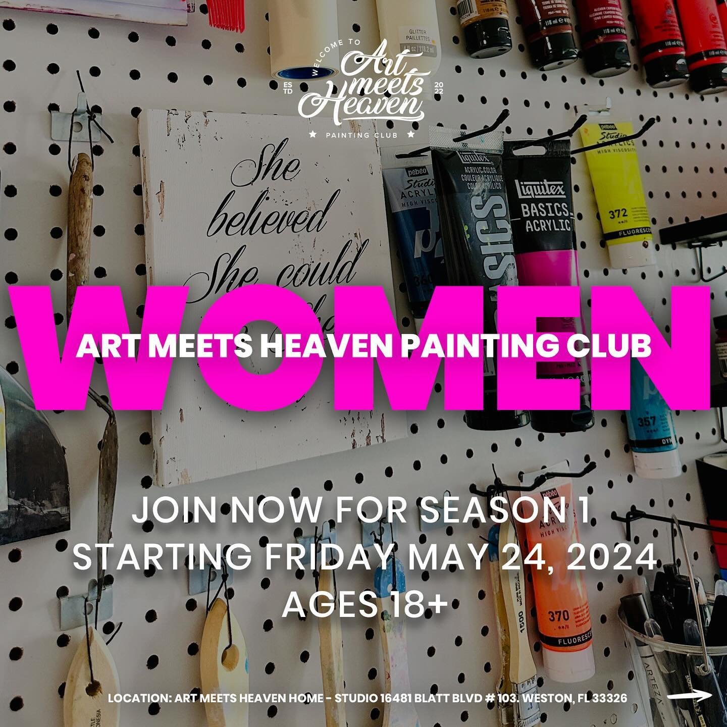 🚨Registration is now OPEN. Art Meets Heaven WOMEN PAINTING CLUB 🚨
.
🚨Unlocking your full creative potential requires embracing your true self! Give yourself the gift of creative freedom and watch your ideas come to life in ways you never thought p