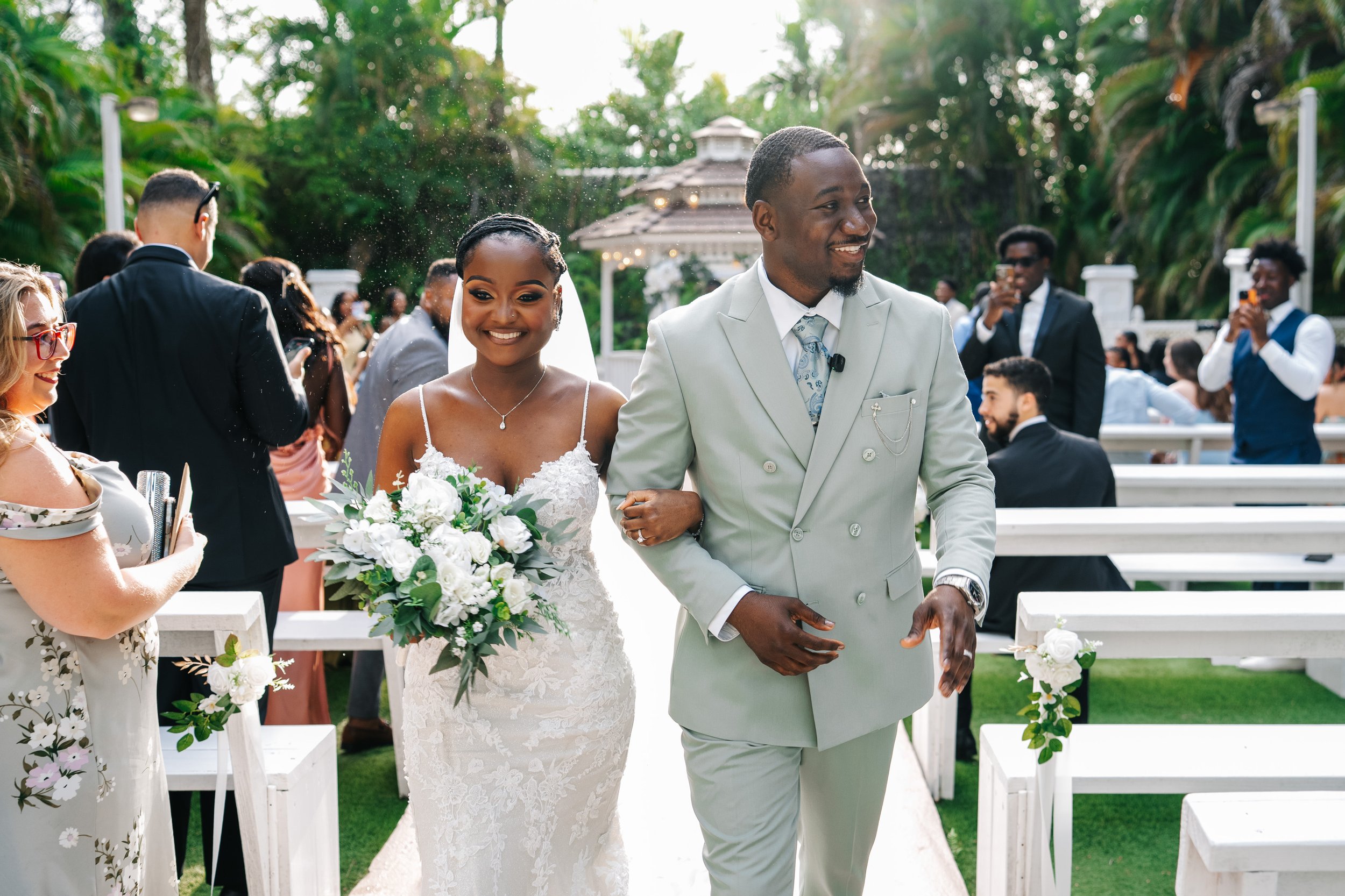 Miami wedding couple celebrating with guests