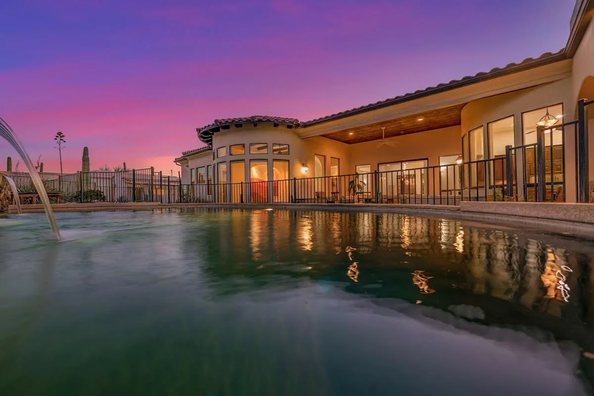 Tara Mazanec Jenn Menzer Yoga Retreat Living Room Swimming Pool Evening