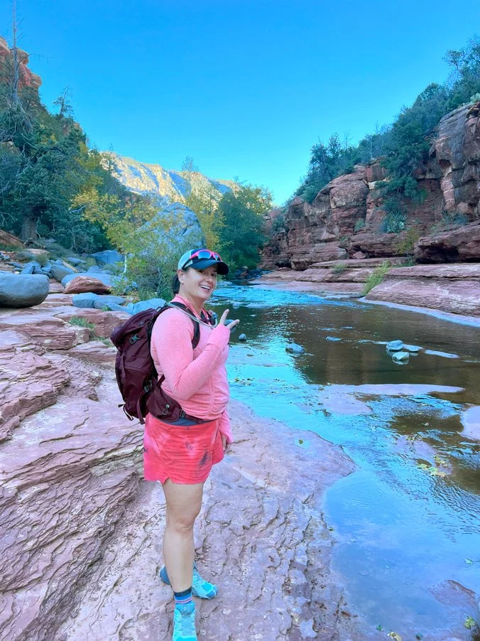 Womens wellness yoga retreat Jenn Menzer and Tara Mazanec hike water