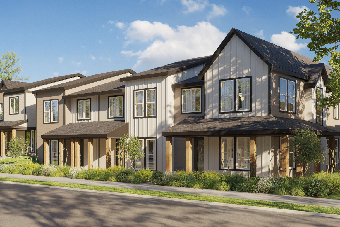 Brown and white townhouses