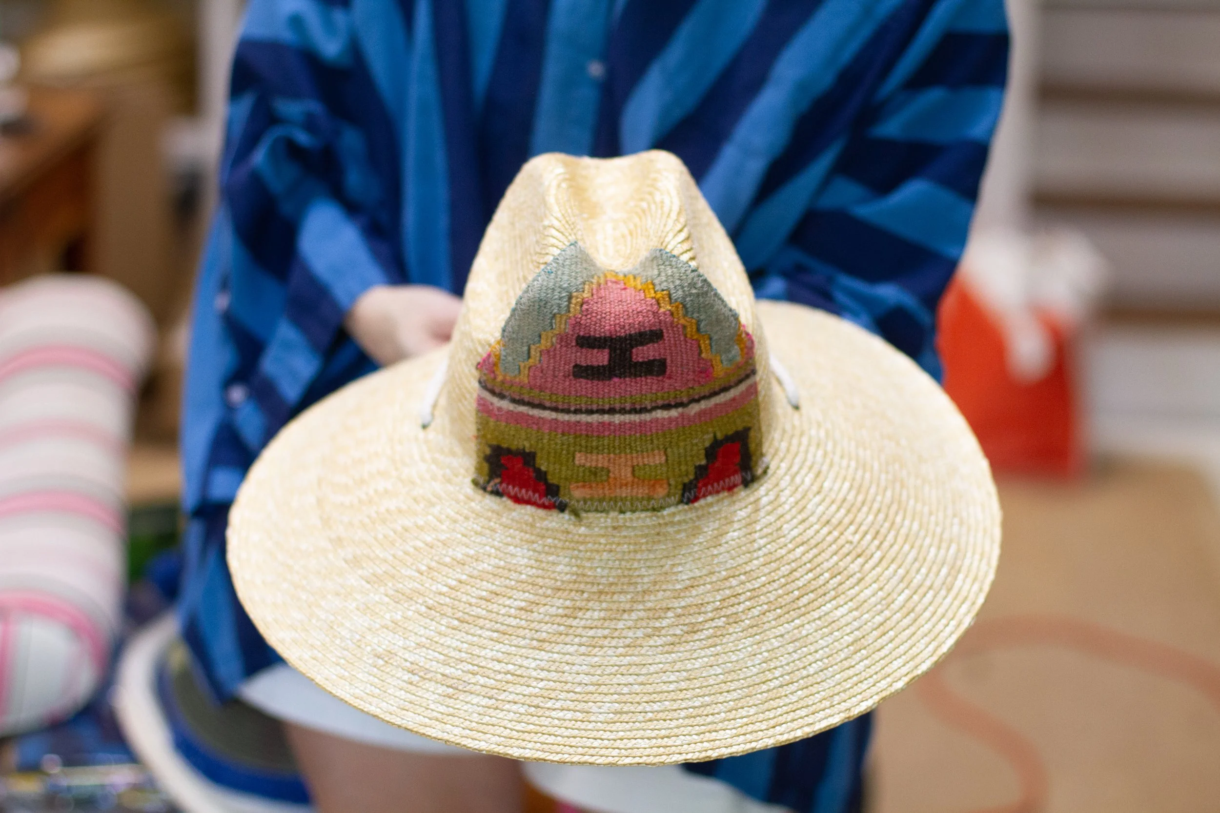 Kilim Patch Straw Hat