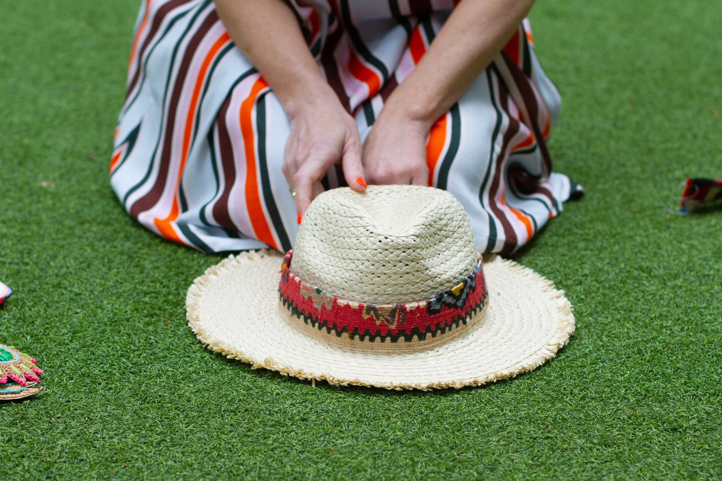 KILIM Band Raffia Fringe Hat