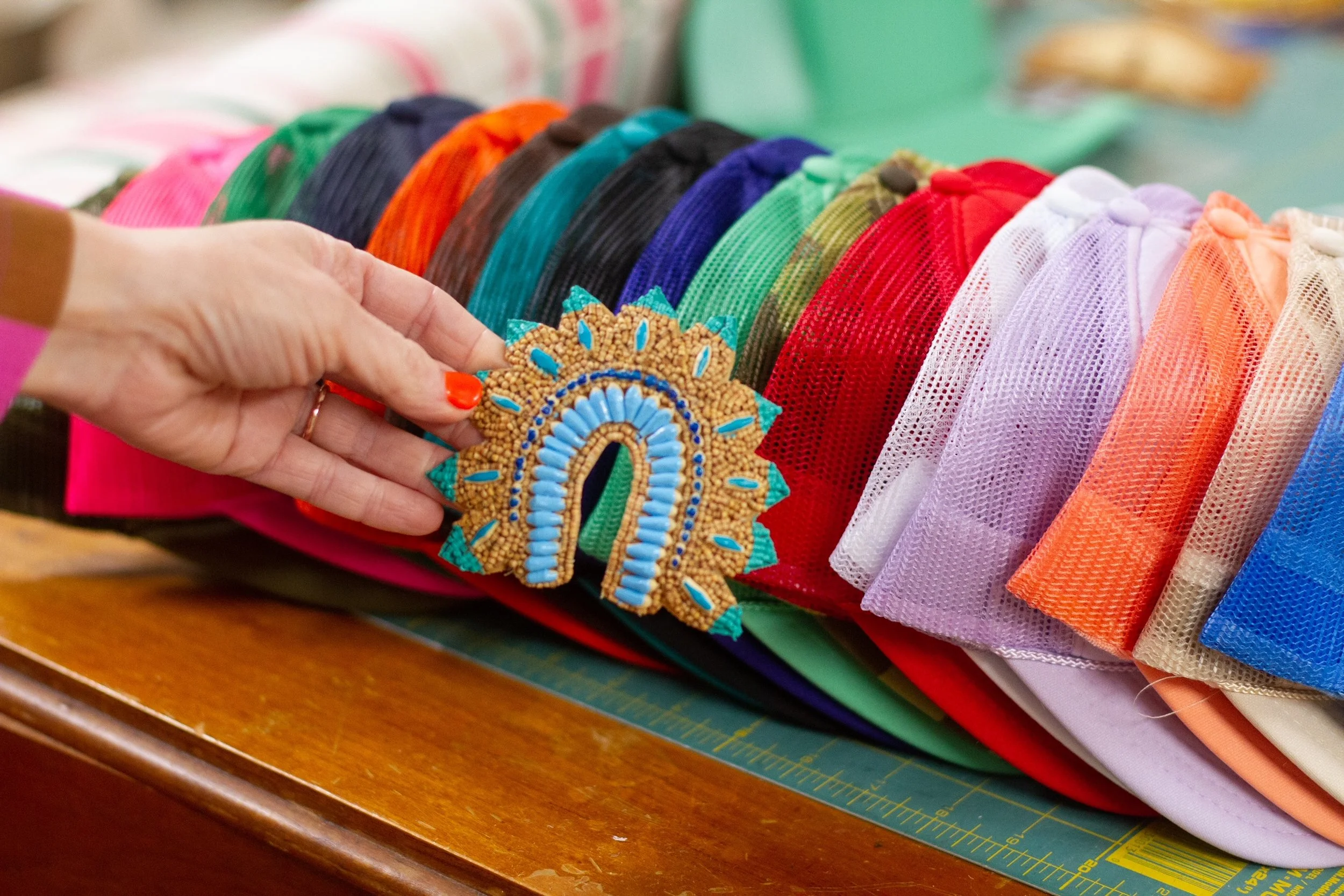 PAINTED ARCH MEDALLION Wooden Bead Hat