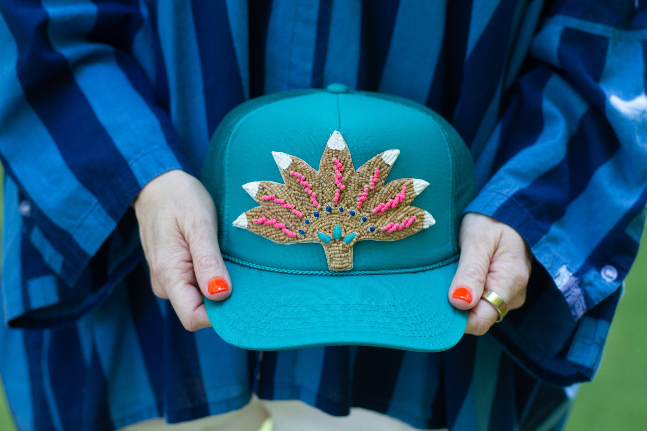 Wooden Beaded Palm Trucker- Painted Edition JADE