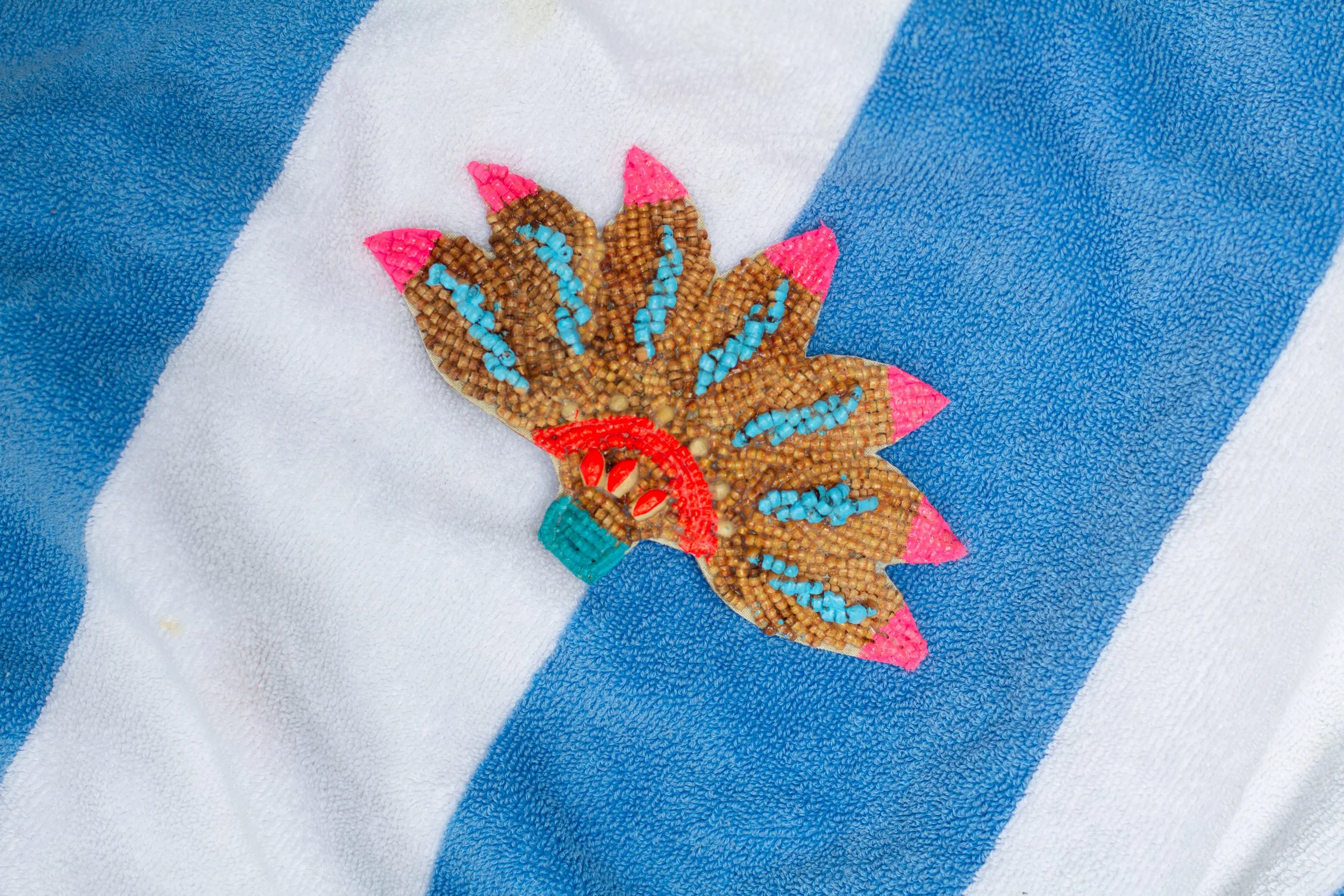 PAINTED PALM Wooden Bead Trucker Hat