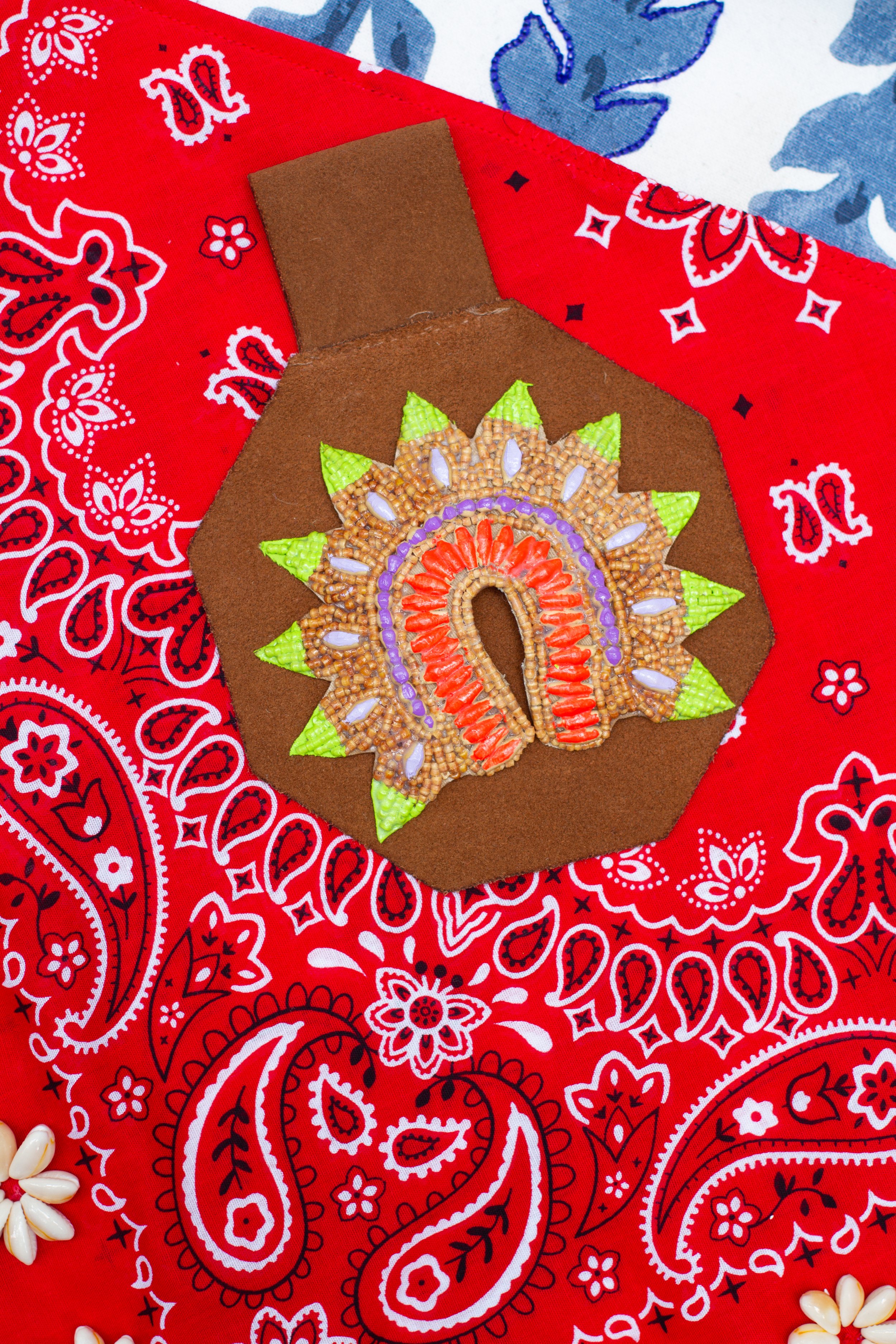 PAINTED ARCH MEDALLION Wooden Bead Pendant