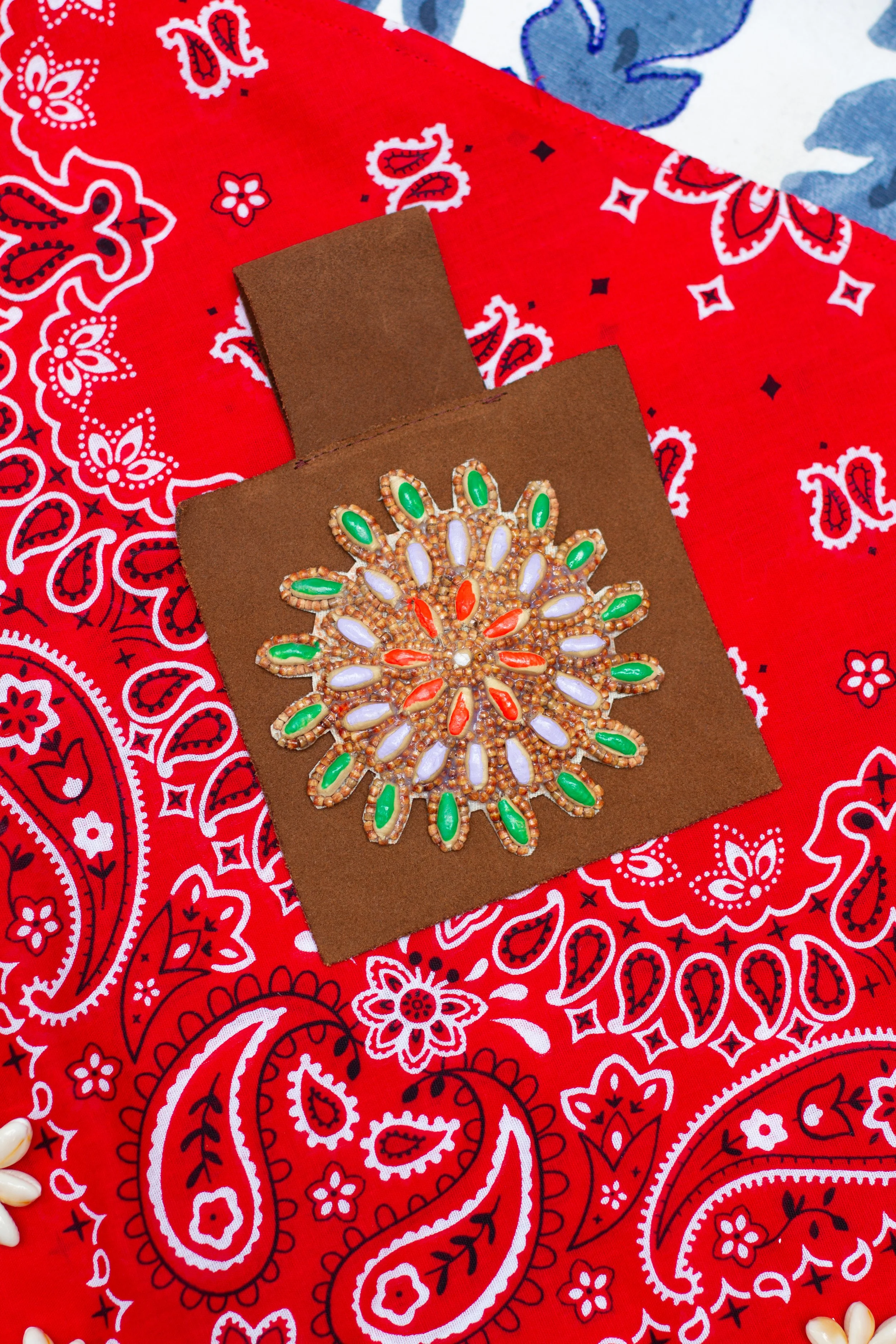 PAINTED SUNBURST Wooden Bead Pendant