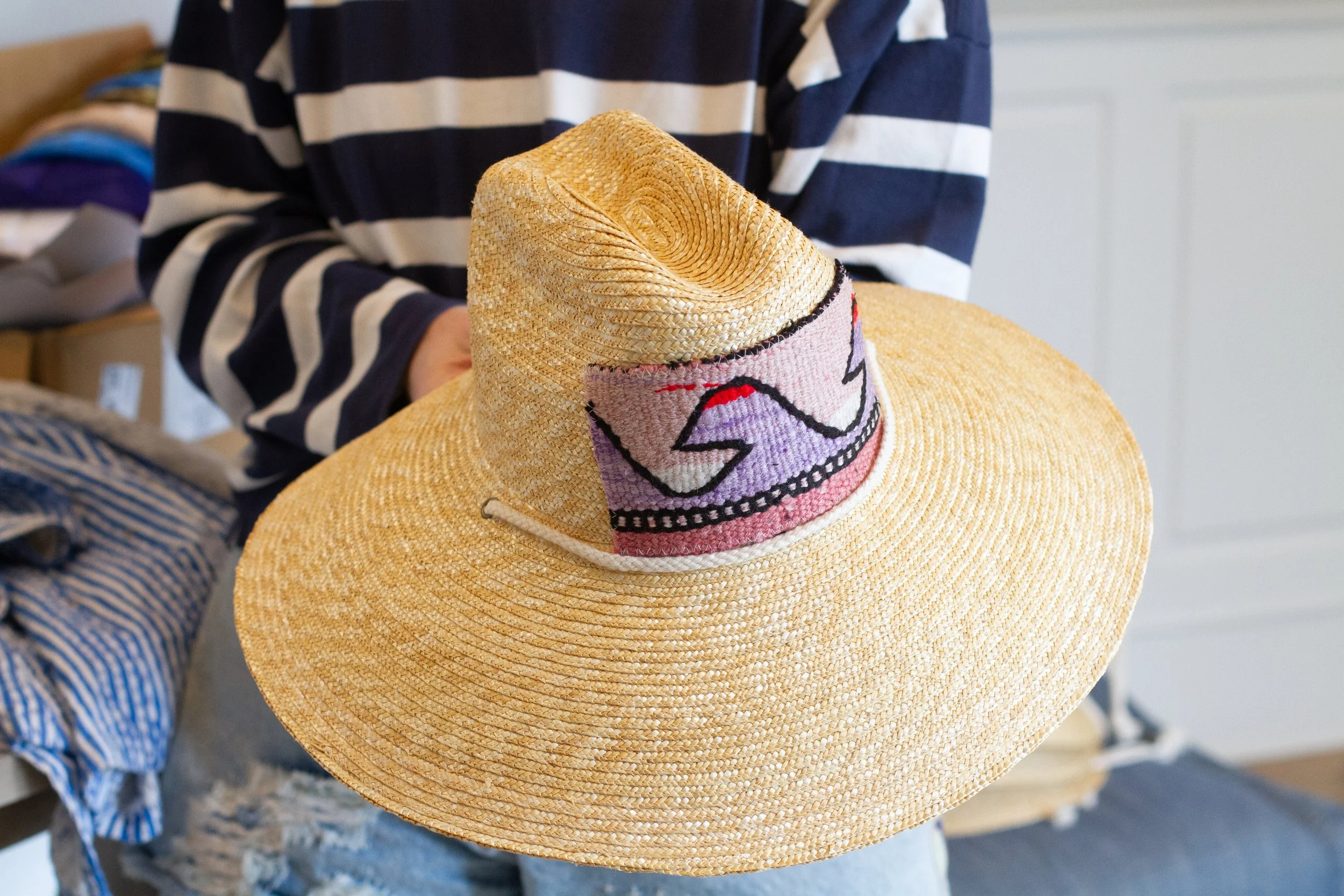 Kilim Patch Straw Hat