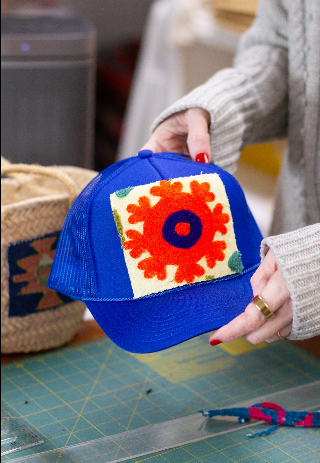 Tapestry Patch Trucker ROYAL BLUE