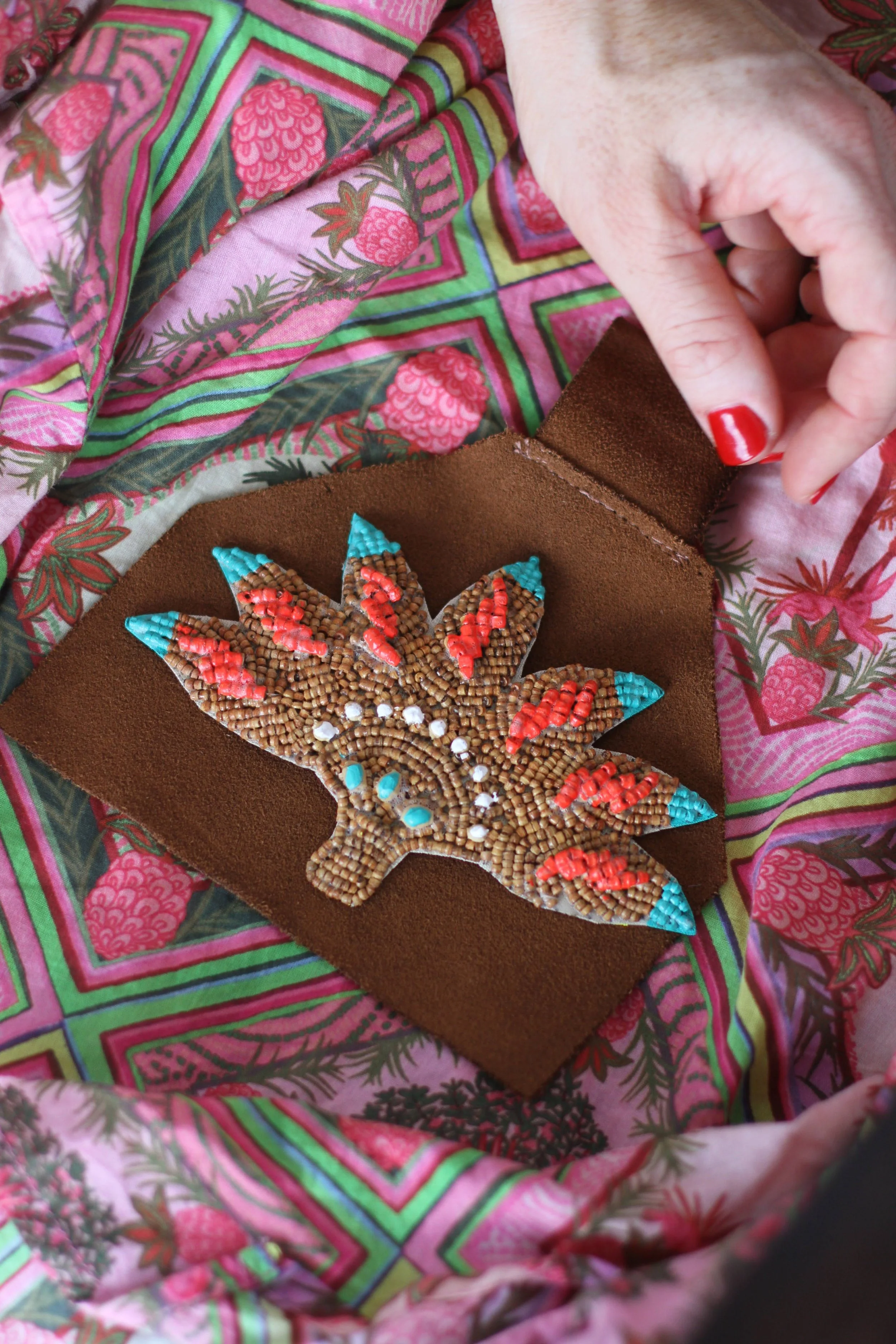 PAINTED PALM Wooden Bead Pendant