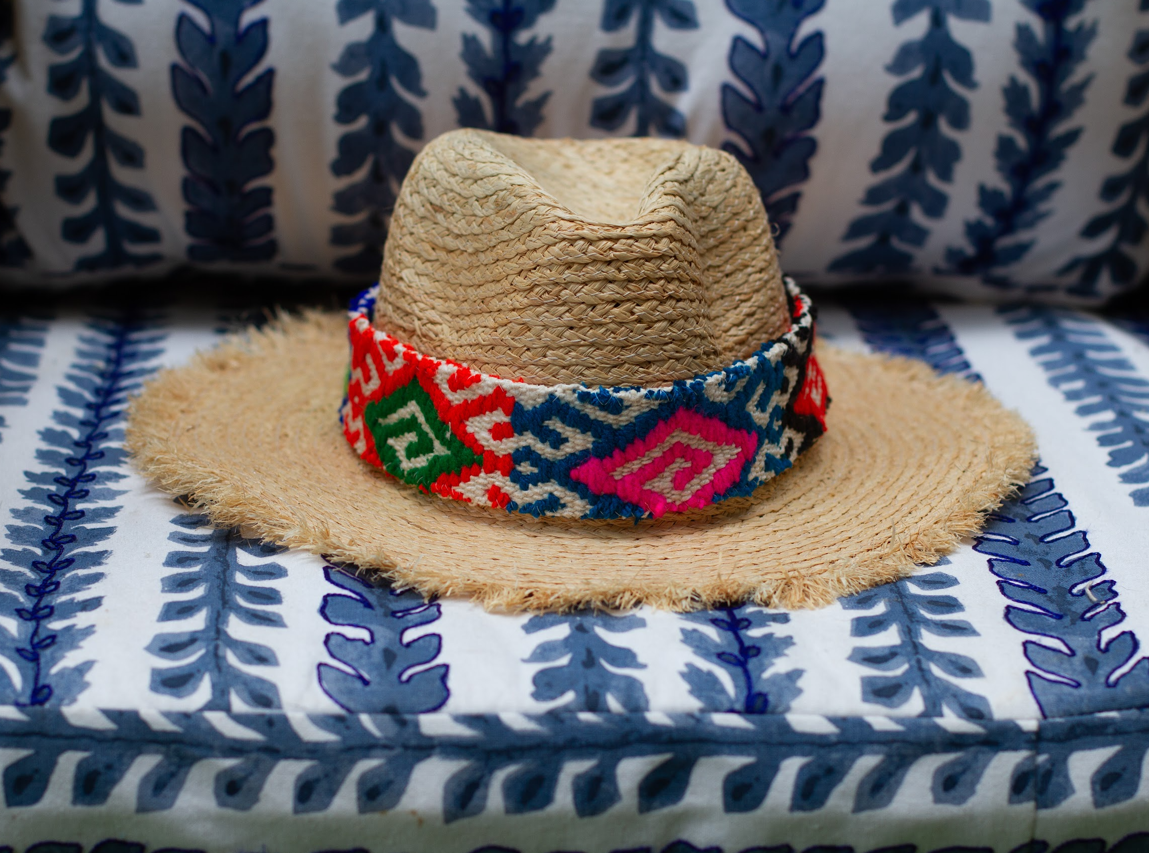 KILIM Band Raffia Fringe Hat