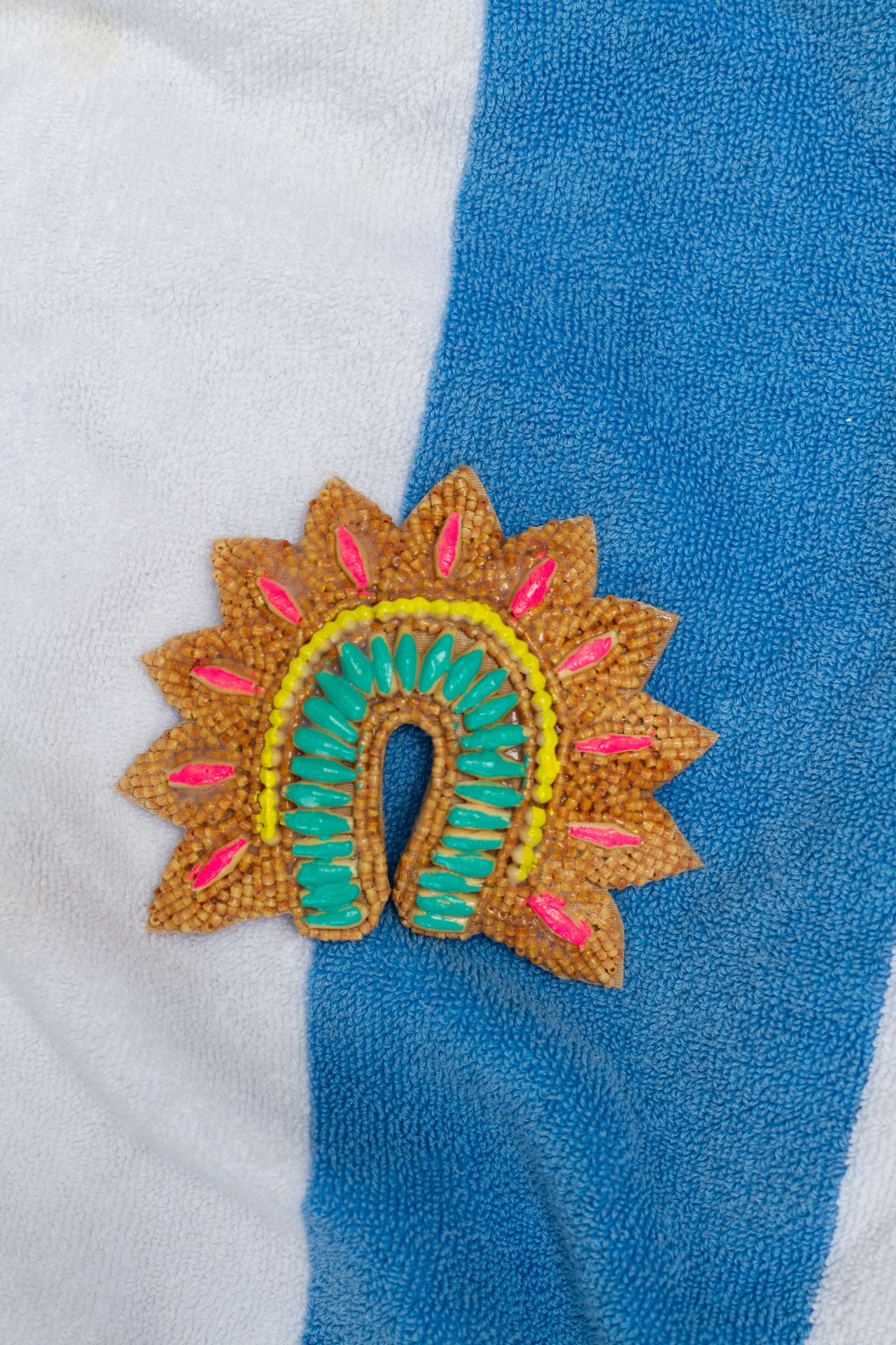 PAINTED ARCH MEDALLION Wooden Bead Trucker Hat