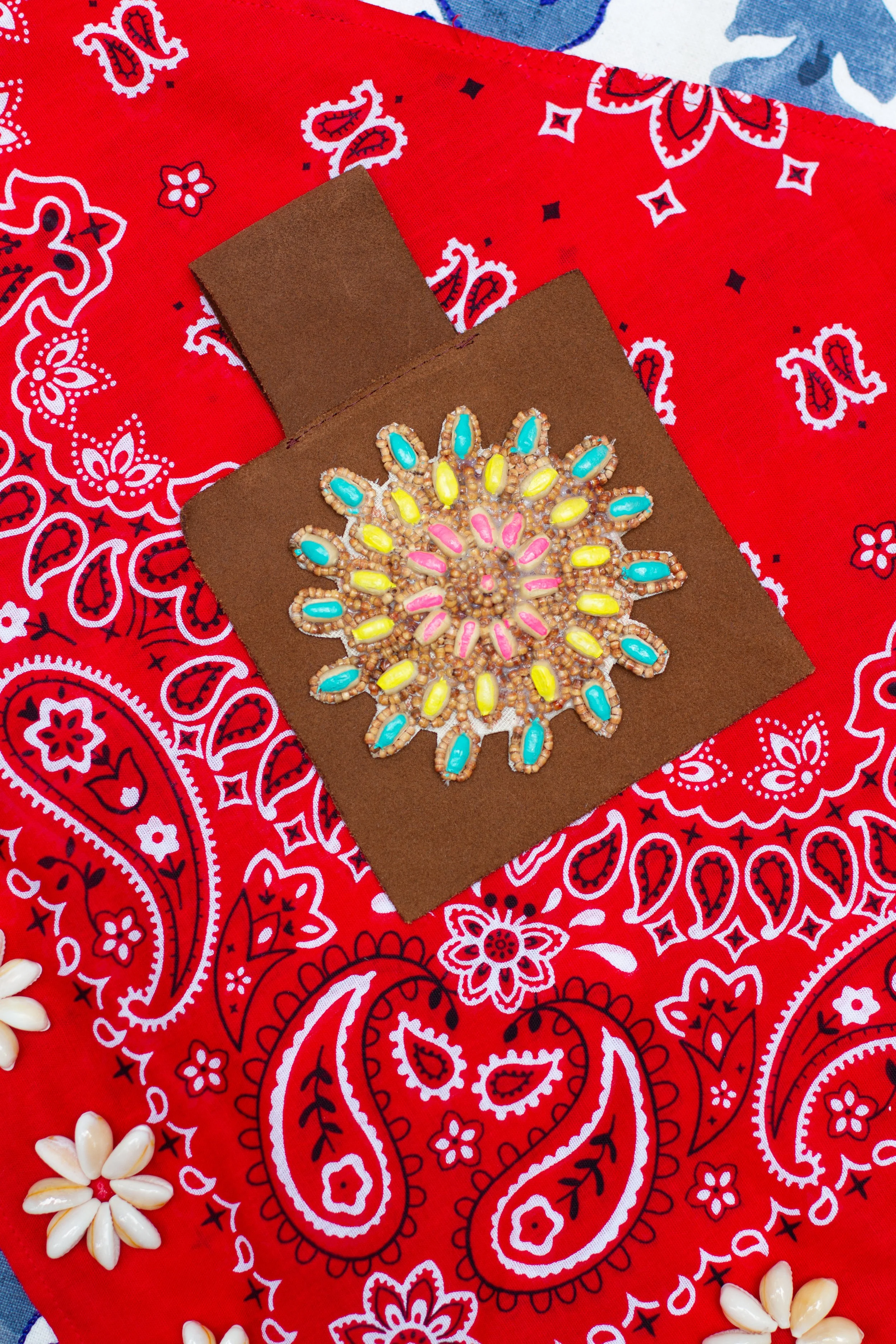 PAINTED SUNBURST Wooden Bead Pendant