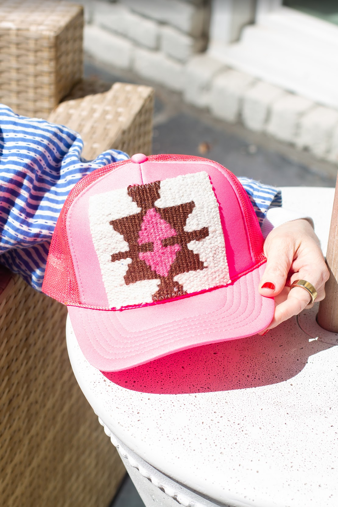 Kilim Patch Trucker HOT PINK