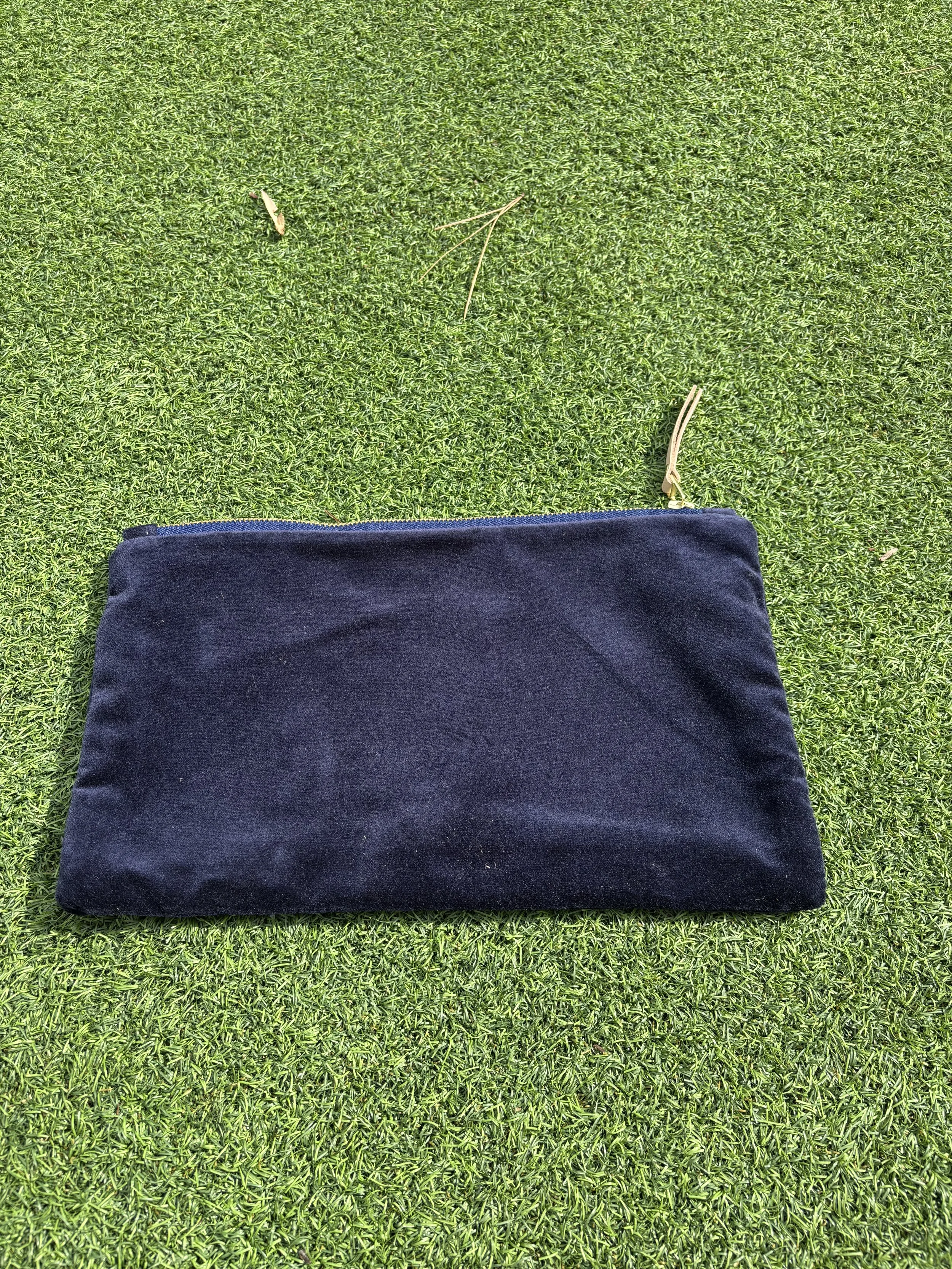 Navy Velvet Clutch
