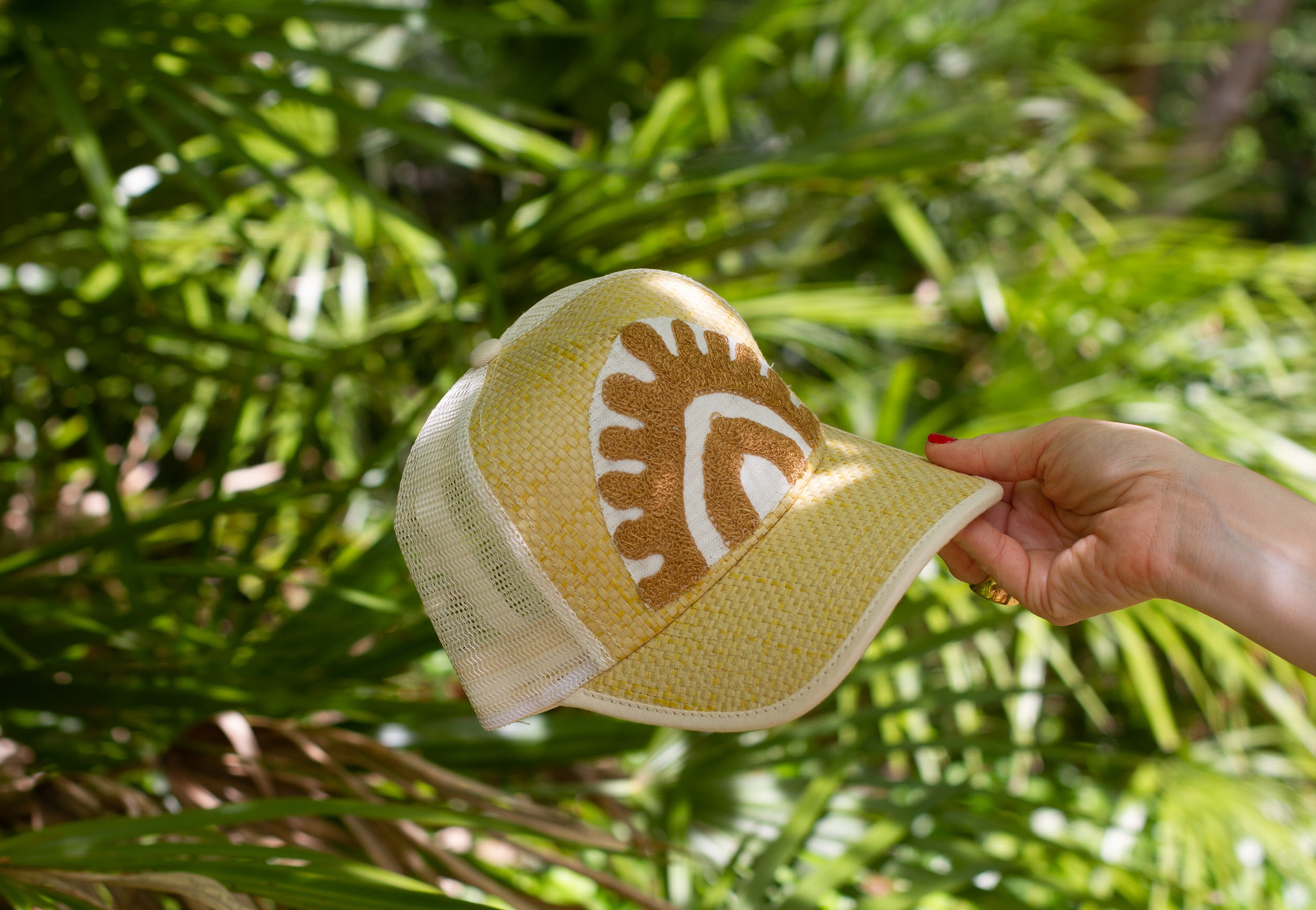 Tapestry Patch Straw Trucker 007
