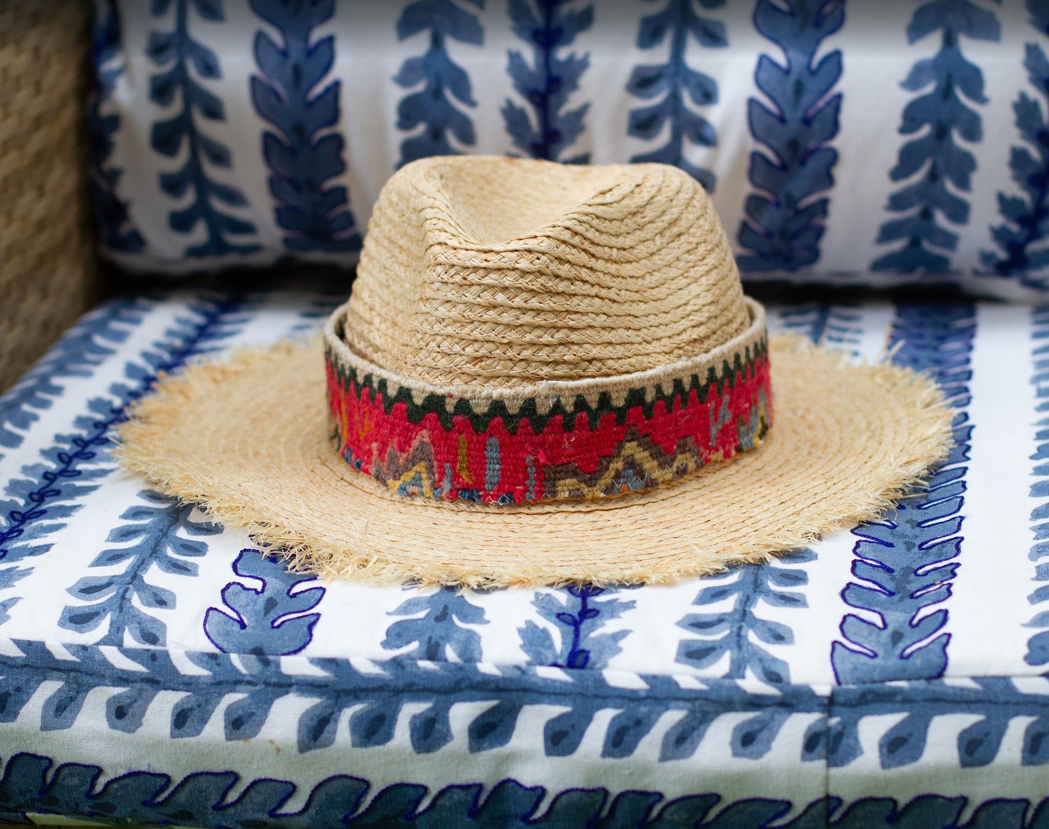 KILIM Band Raffia Fringe Hat