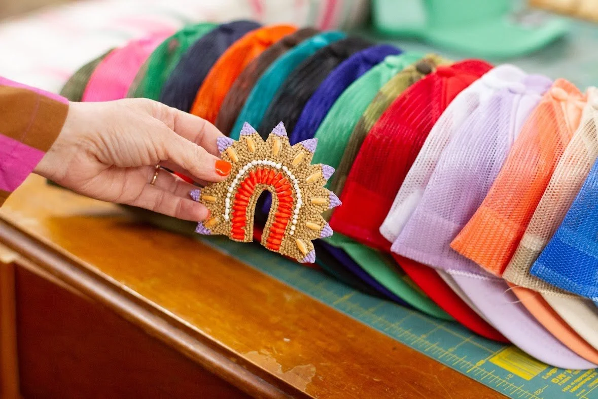 PAINTED ARCH MEDALLION Wooden Bead Hat
