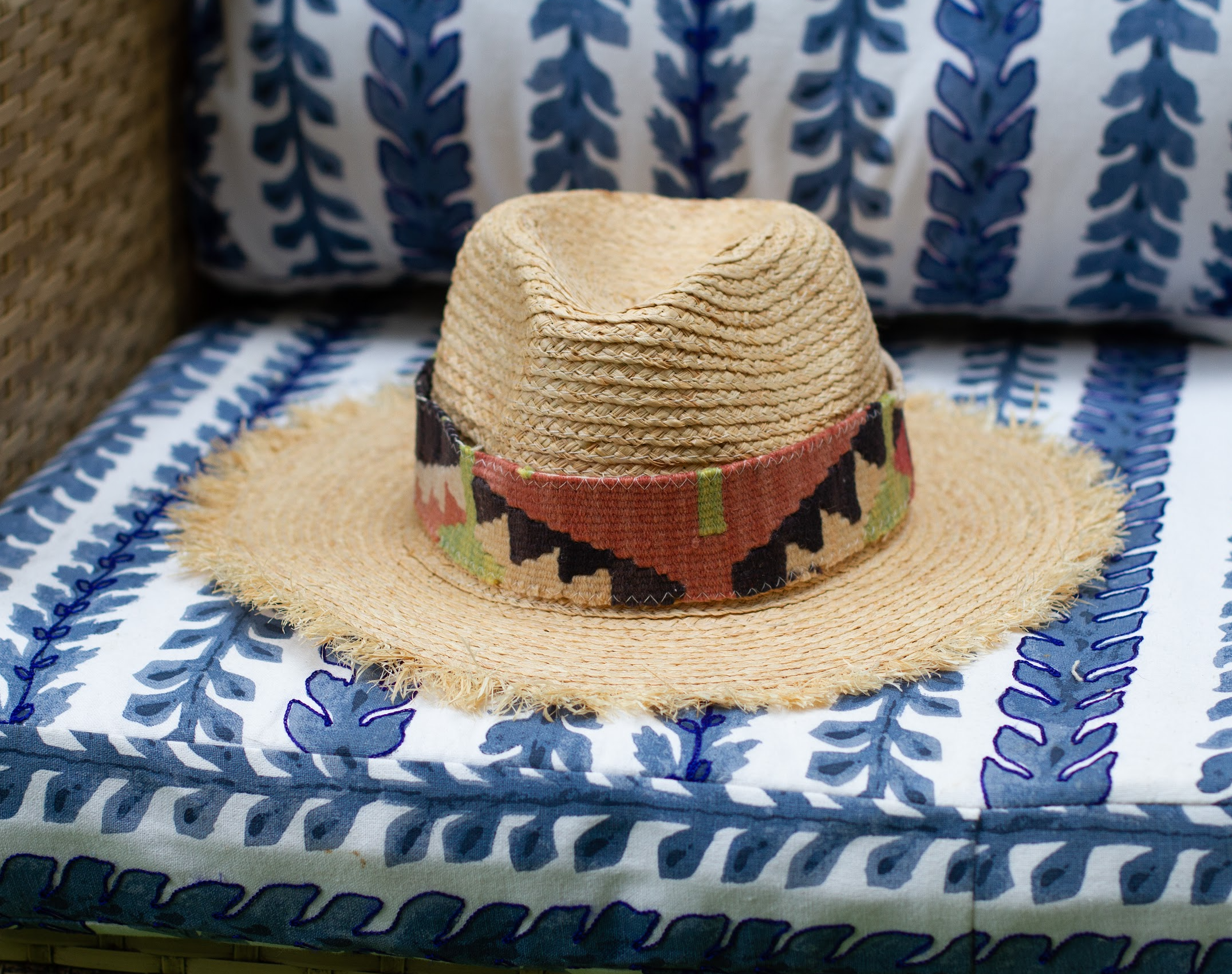 KILIM Band Raffia Fringe Hat