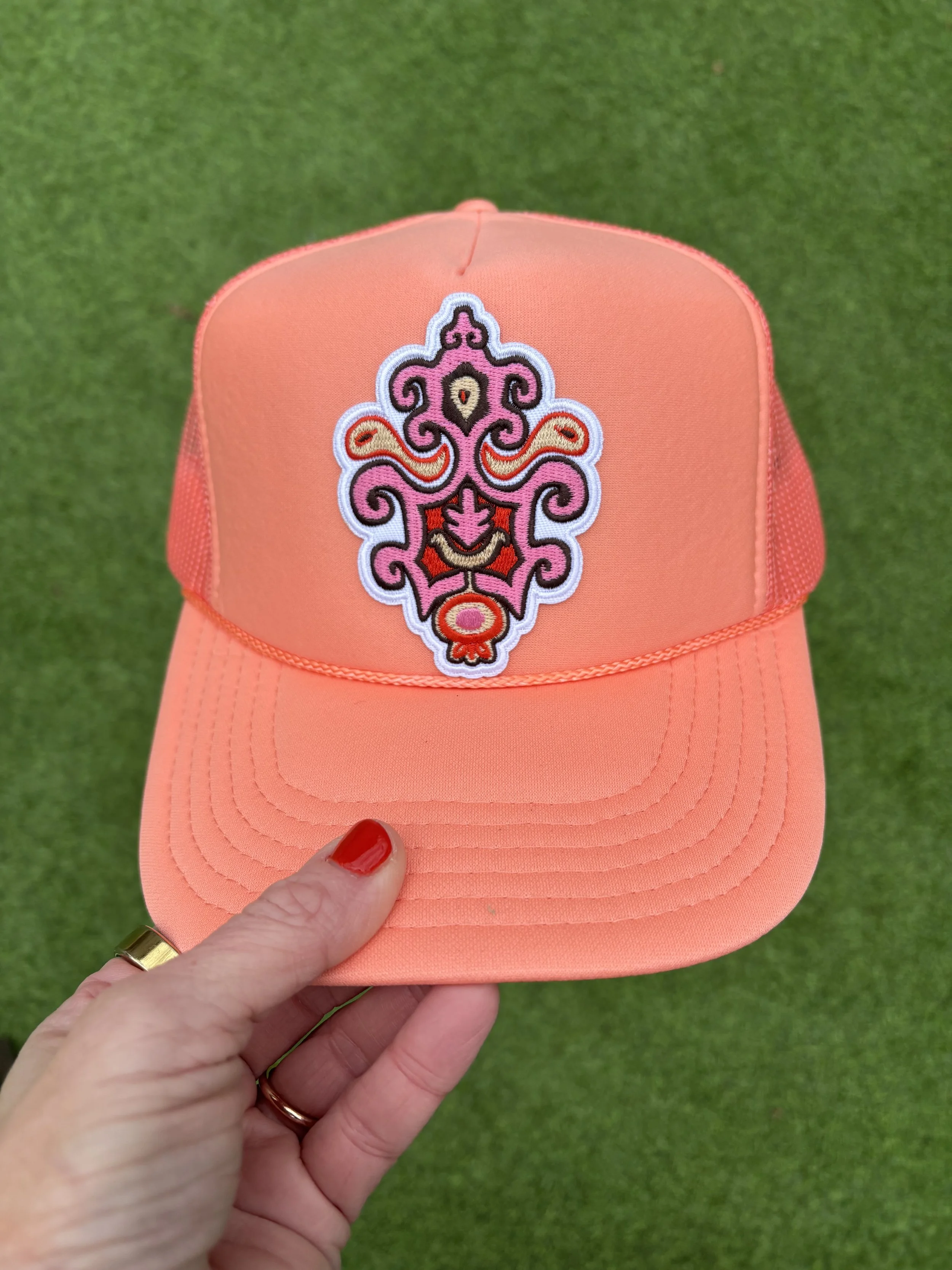 Kilim Motif Embroidered Patch Trucker