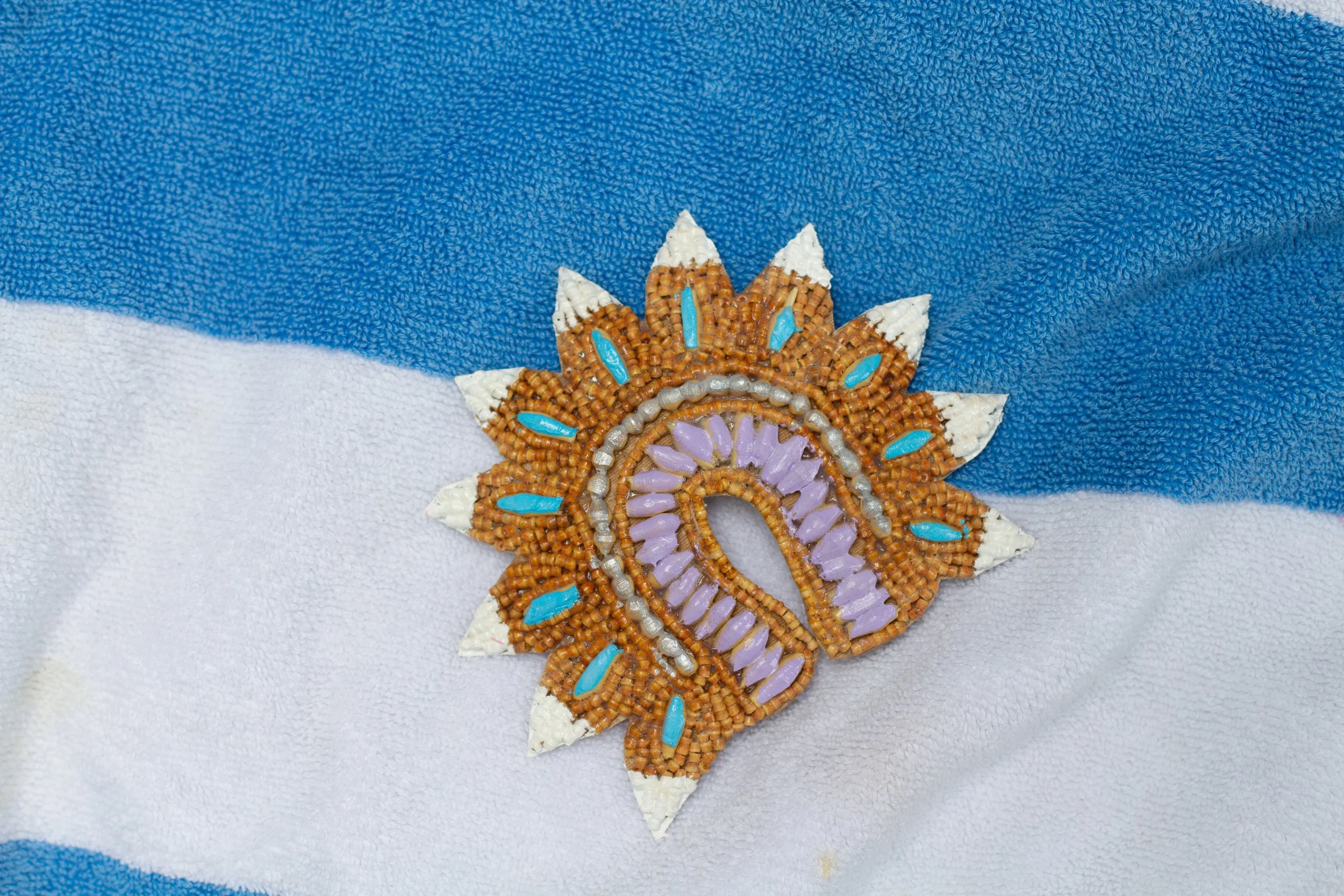 PAINTED ARCH MEDALLION Wooden Bead Trucker Hat