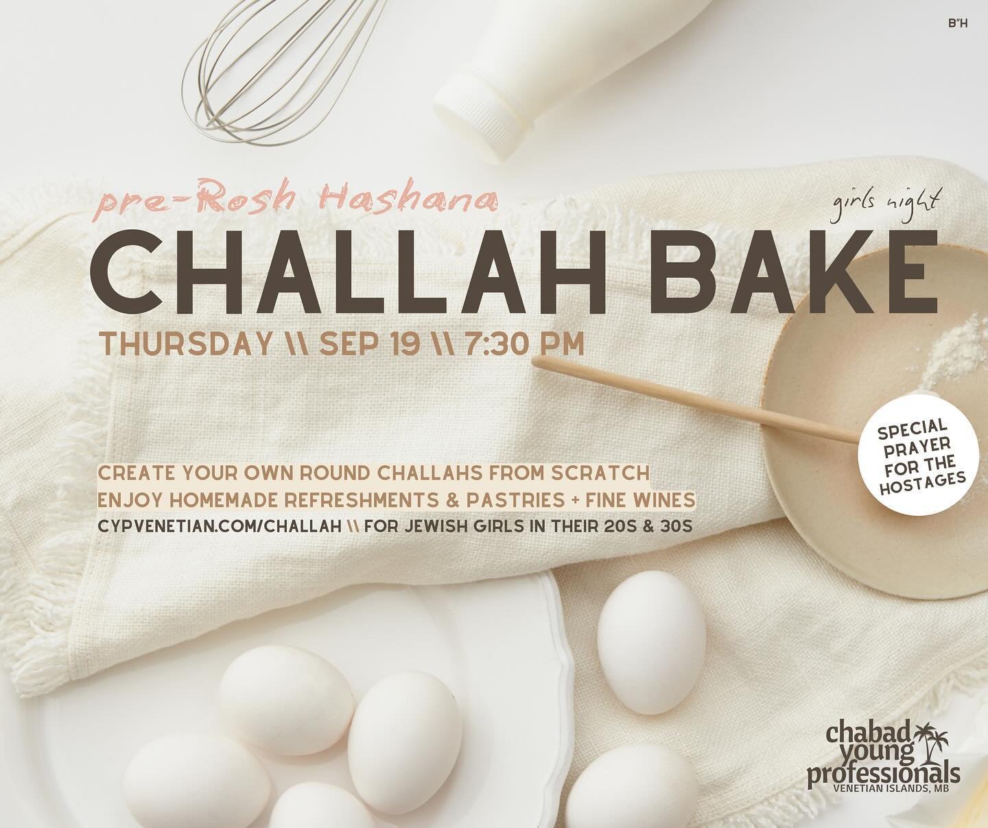 DATE CHANGE‼️ You don&rsquo;t wanna miss our CYP Pre-Rosh Hashana Challah Bake! 

Learn tips and tricks on how to make your best Challah &amp; enjoy delicious homemade refreshments + drinks while relaxing with old and new friends in a warm &amp; inti