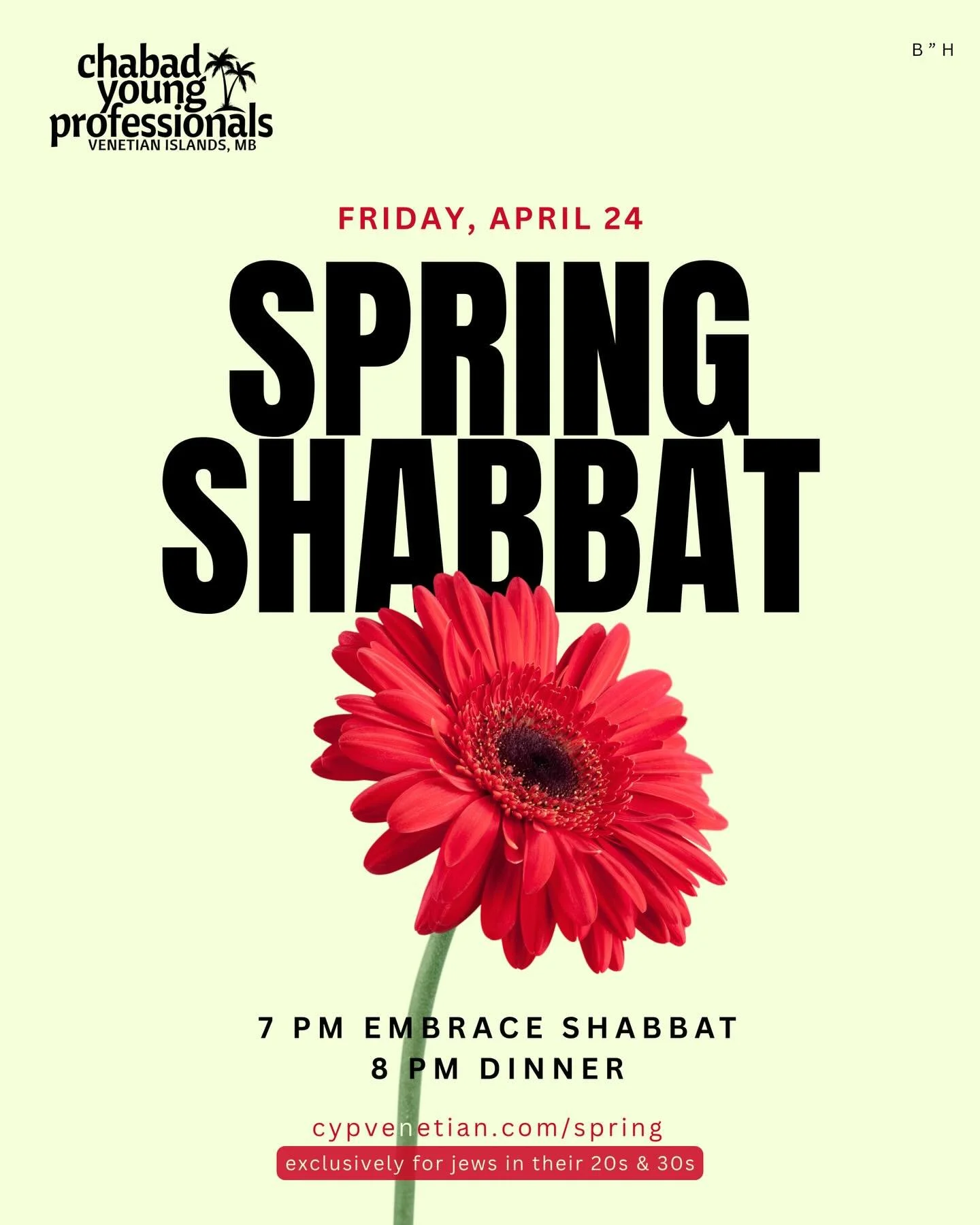 🌱 Escape the weekly grind for a spring-inspired Shabbat experience! 

🥂 We&rsquo;re bringing together the best young Jews for a night of homemade culinary delights, excellent wine, and great vibes. 

🌟 It&rsquo;s the perfect space to disconnect fr