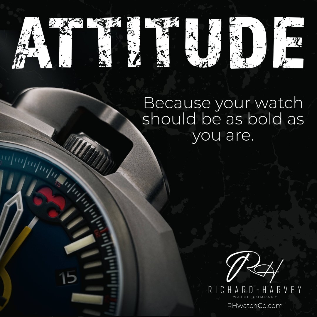 Elevate your style with Attitude by the Richard-Harvey Watch Company.

Step up your accessory game with the bold and sophisticated Attitude watch by Richard-Harvey. This timepiece is crafted with precision and showcases a timeless design that complem