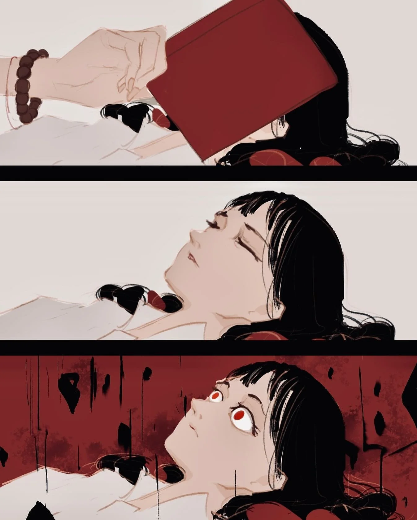 小红. I was thinking about Kobeni from Chainsaw Man when I was drawing this. Her name haunts me even more than her hilariously tragic past, it reads like some generic &quot;Adam&quot; or &quot;Mary&quot; from Mother Goose in kanji, as if she's just kil