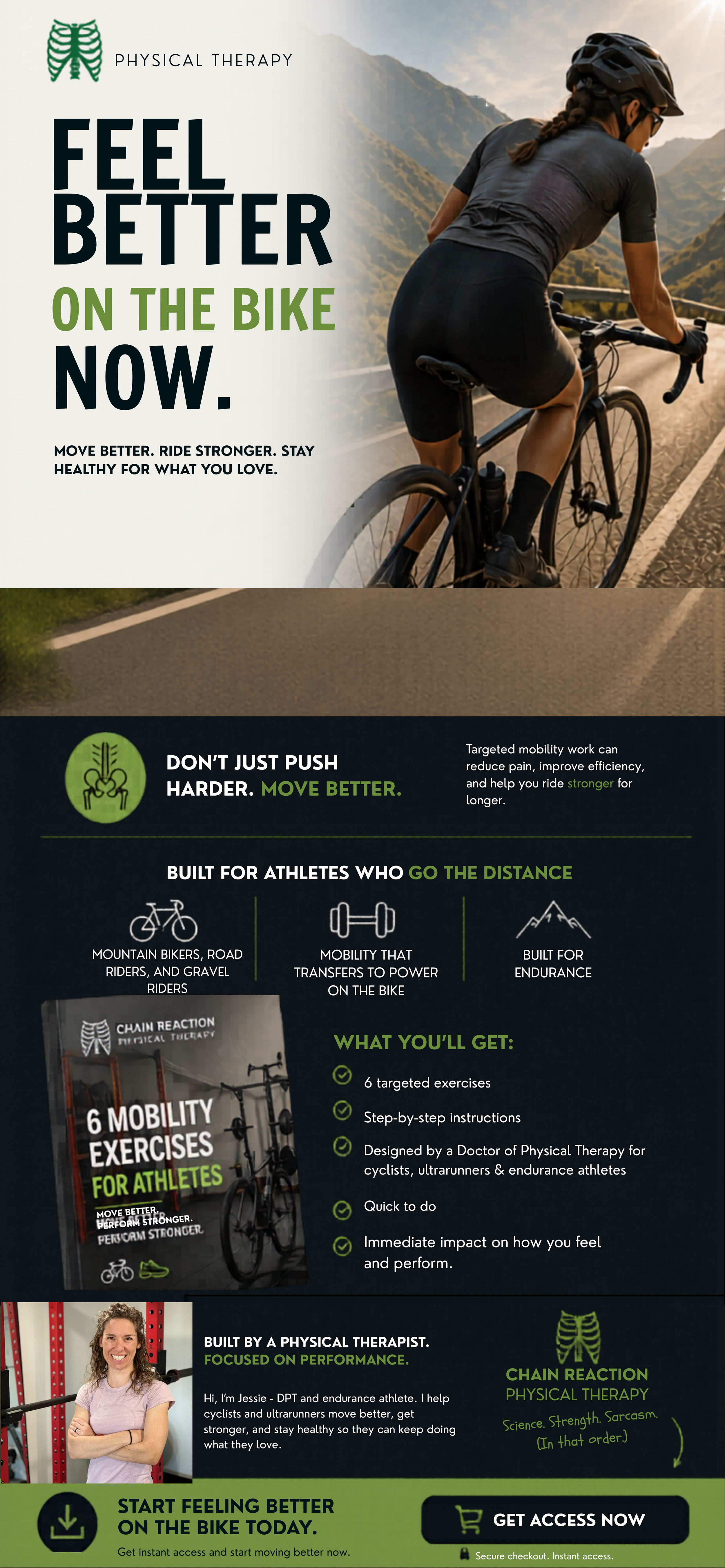 woman on a bike with text ad mobility for cyclists
