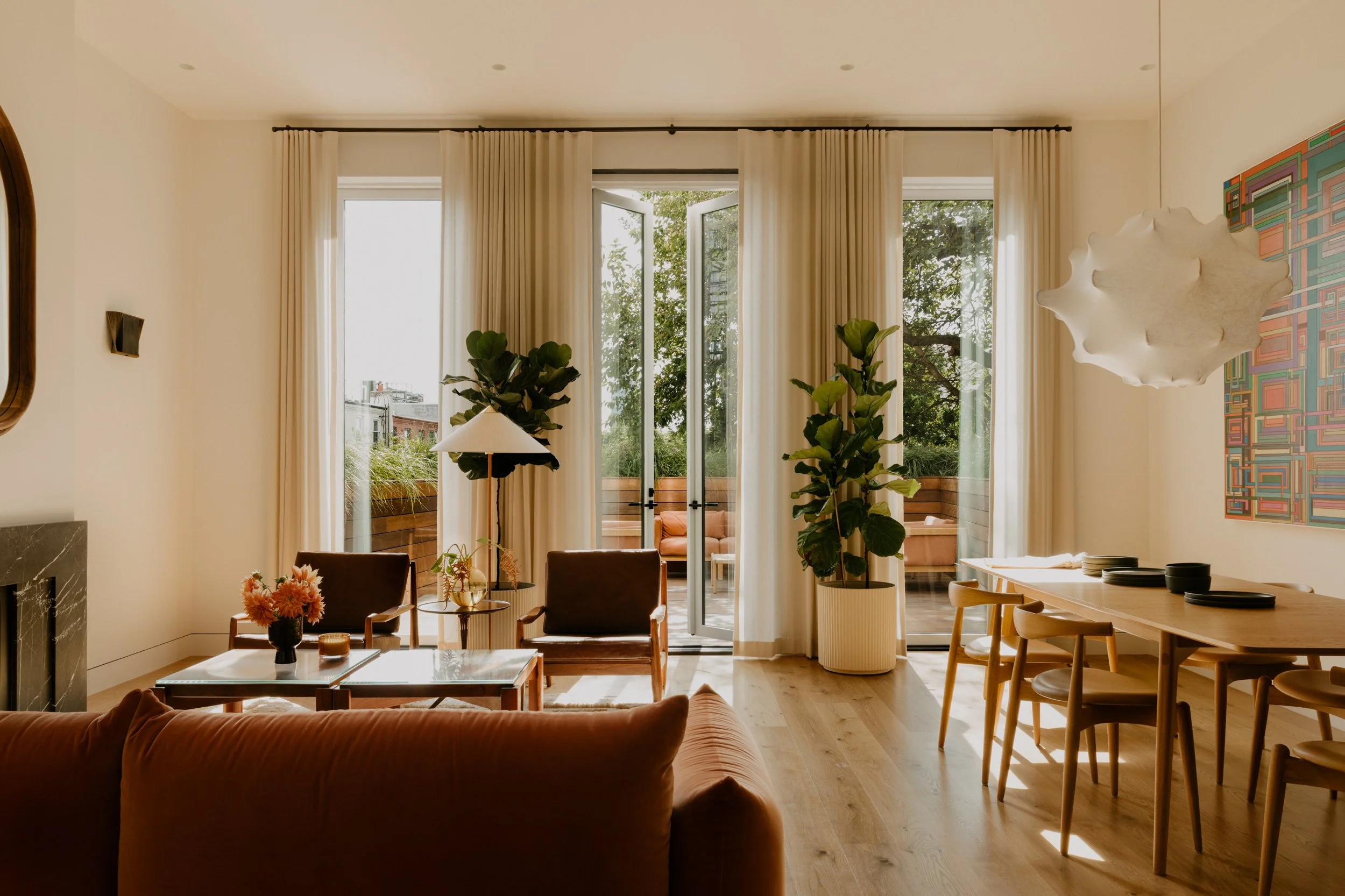 10 foot tall doors extends the living space to the rear terrace 