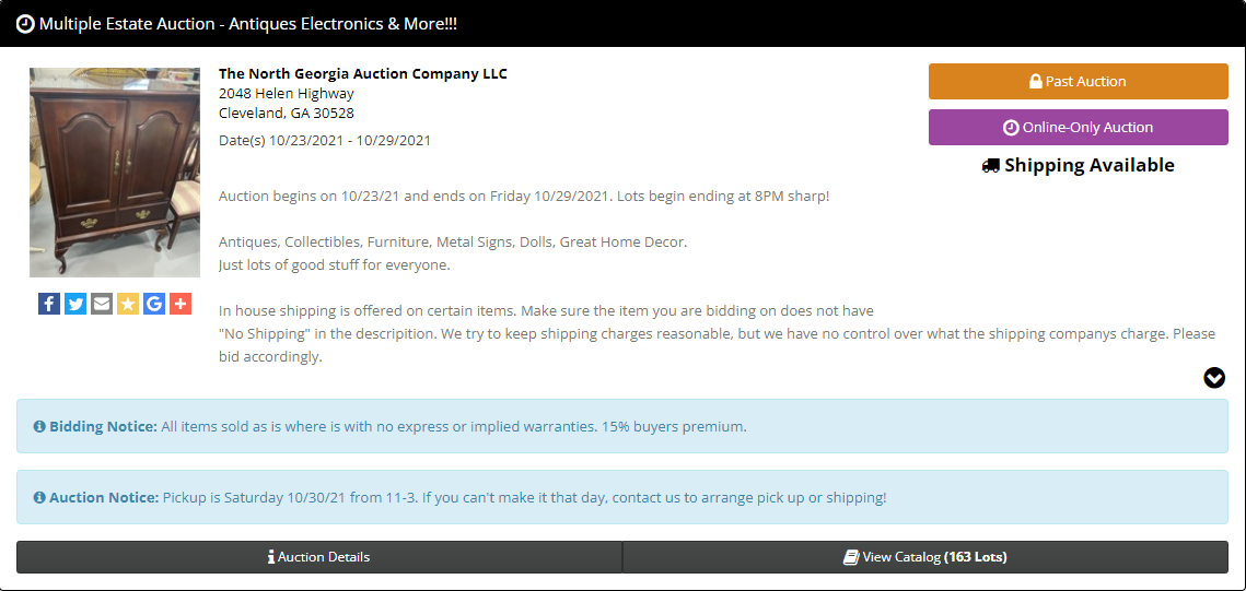 Previous Auctions — The North Auction Company LLC